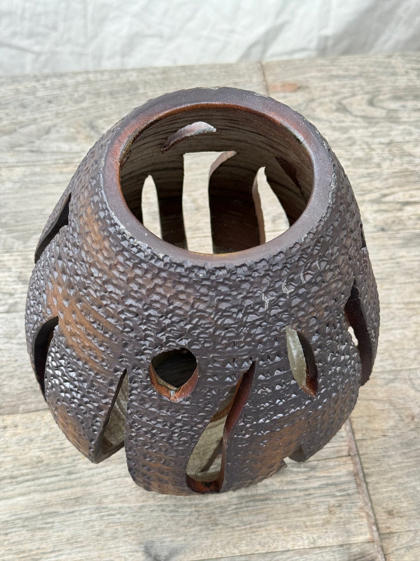 Mid-Century Modern Ceramic Vase in the Style of David Cressey Styled with Cutouts and No Bottom