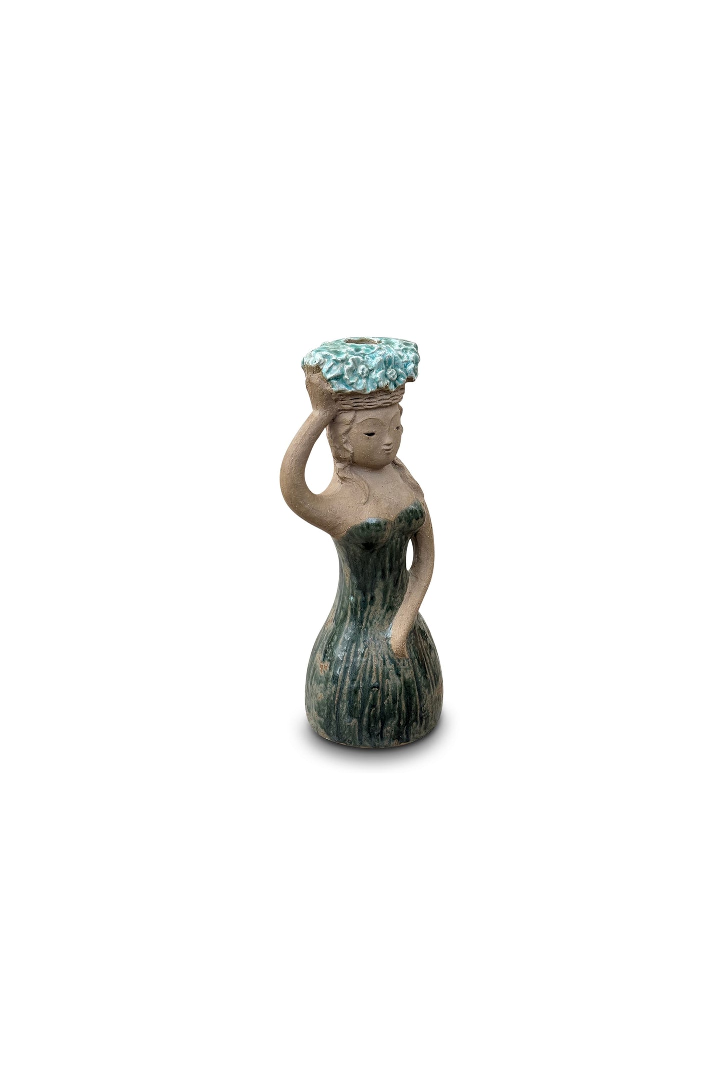 Vintage Stoneware Hungarian Mermaid Figurine Candle Holder