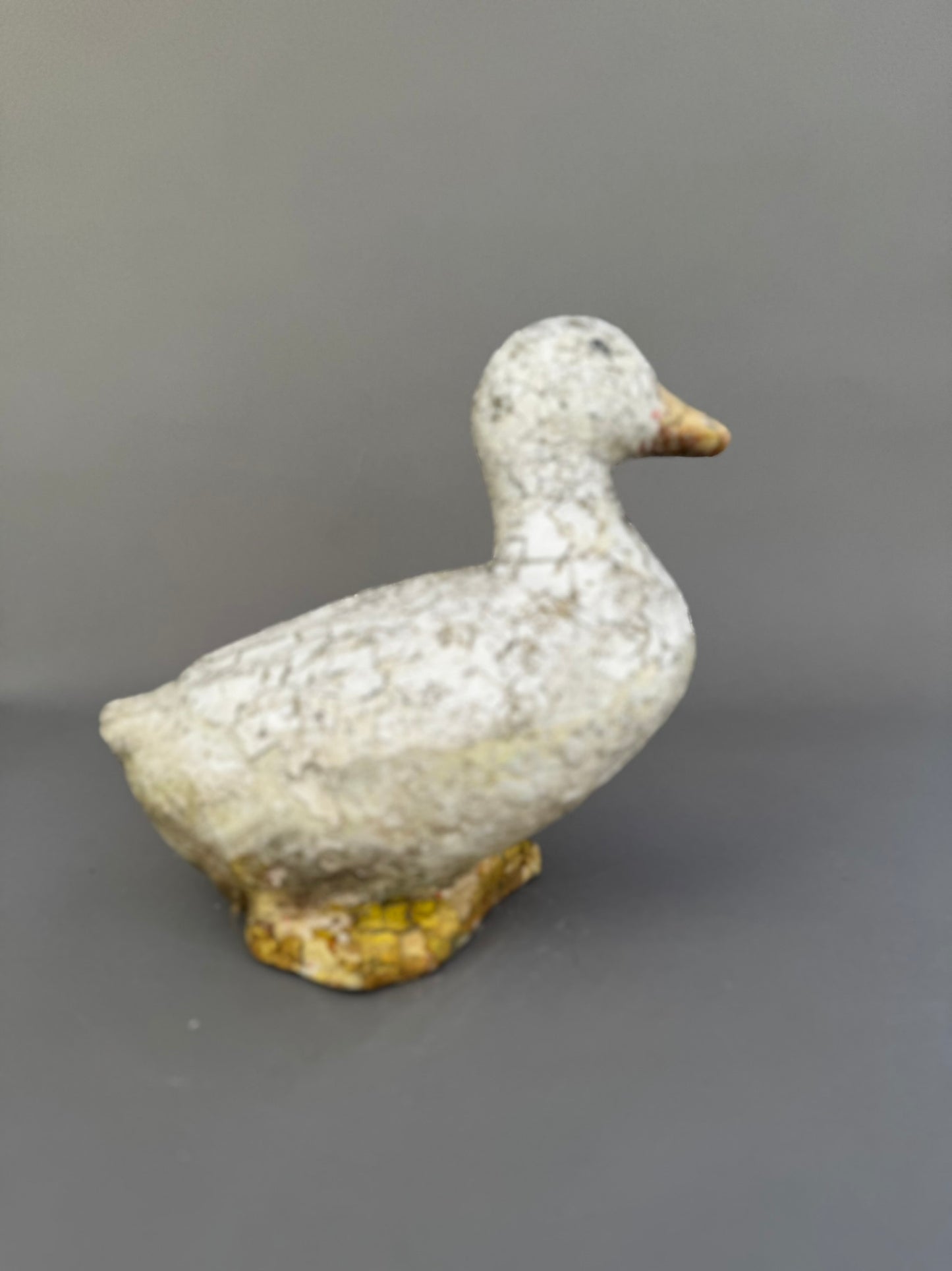 Weathered Vintage Concrete Duck Garden Sculpture – Rustic Folk Art Décor