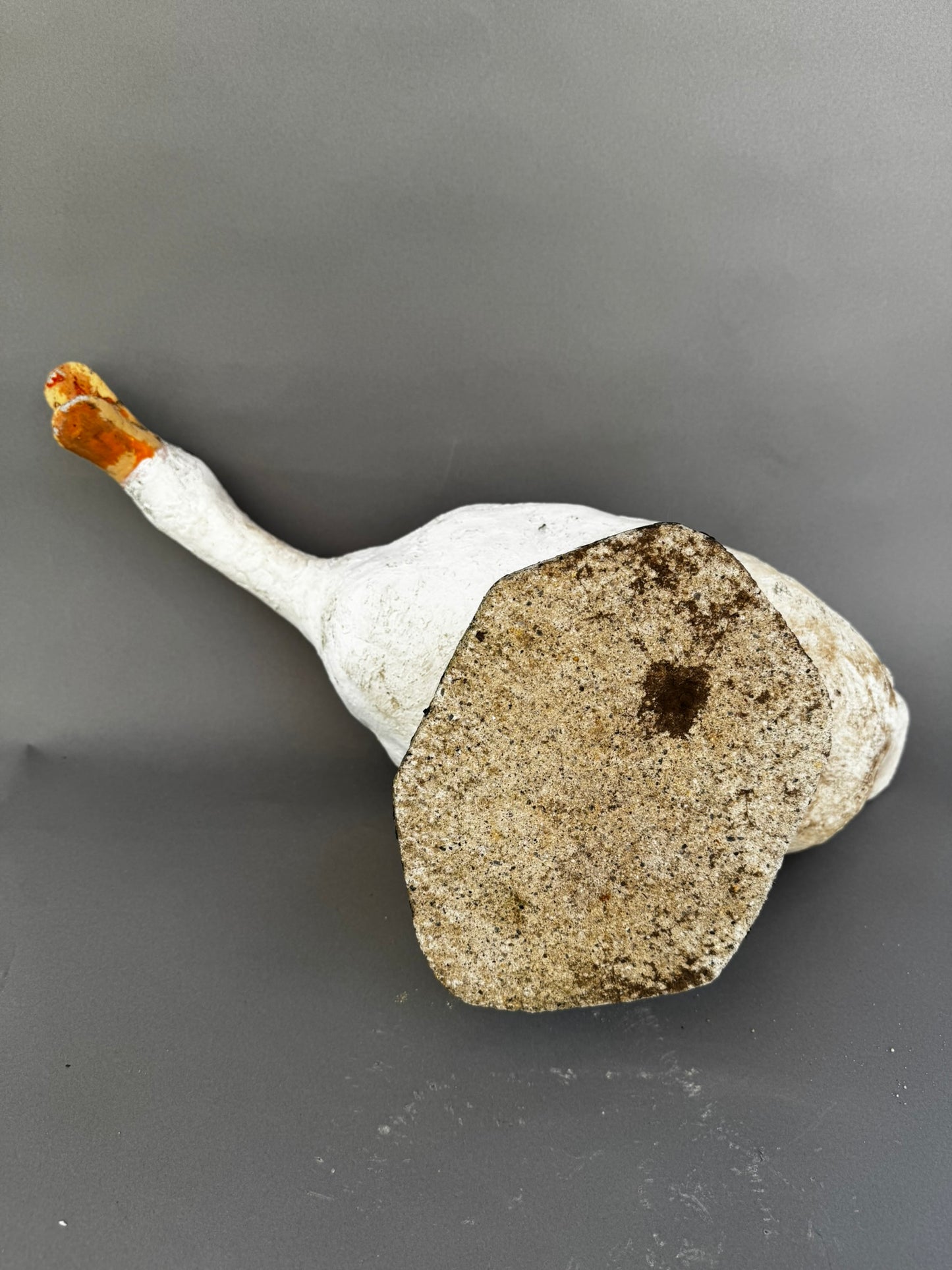 Vintage Concrete Goose Doorstop – Hand-Painted Folk Art Sculpture in Quacking Pose