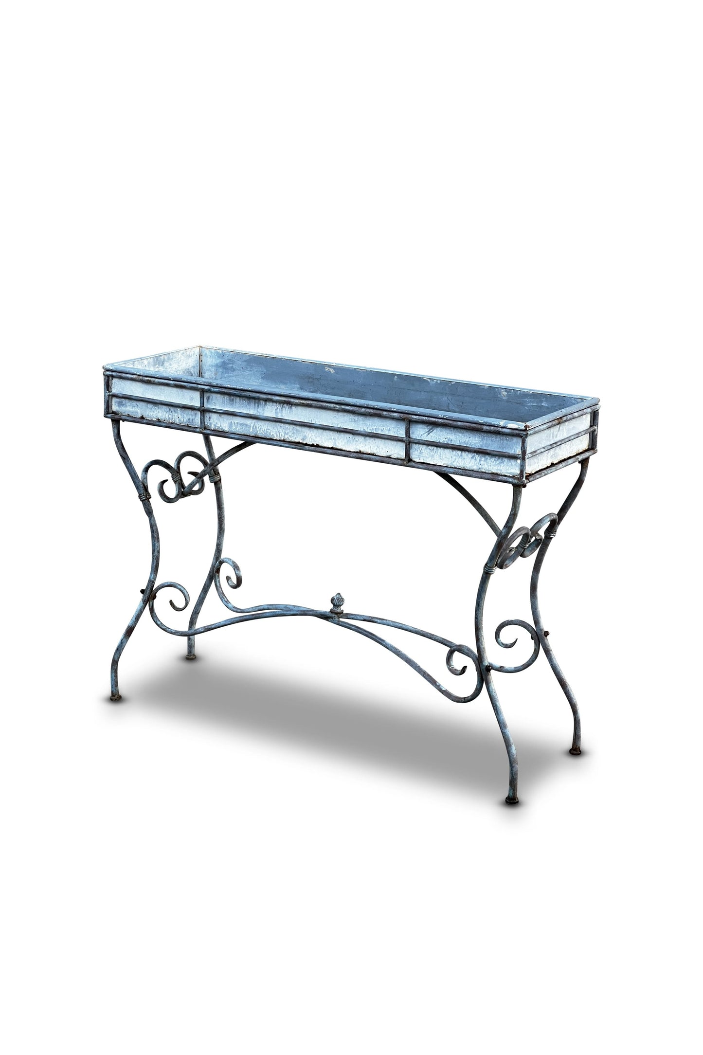 Vintage Arras Style Tall Weathered Metal Plant Stand