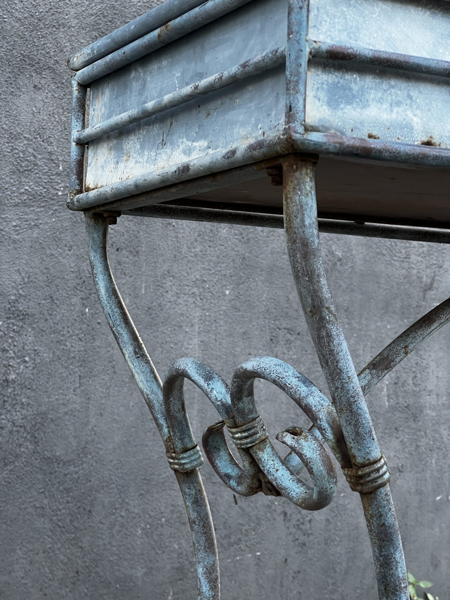 Vintage Arras Style Tall Weathered Metal Plant Stand