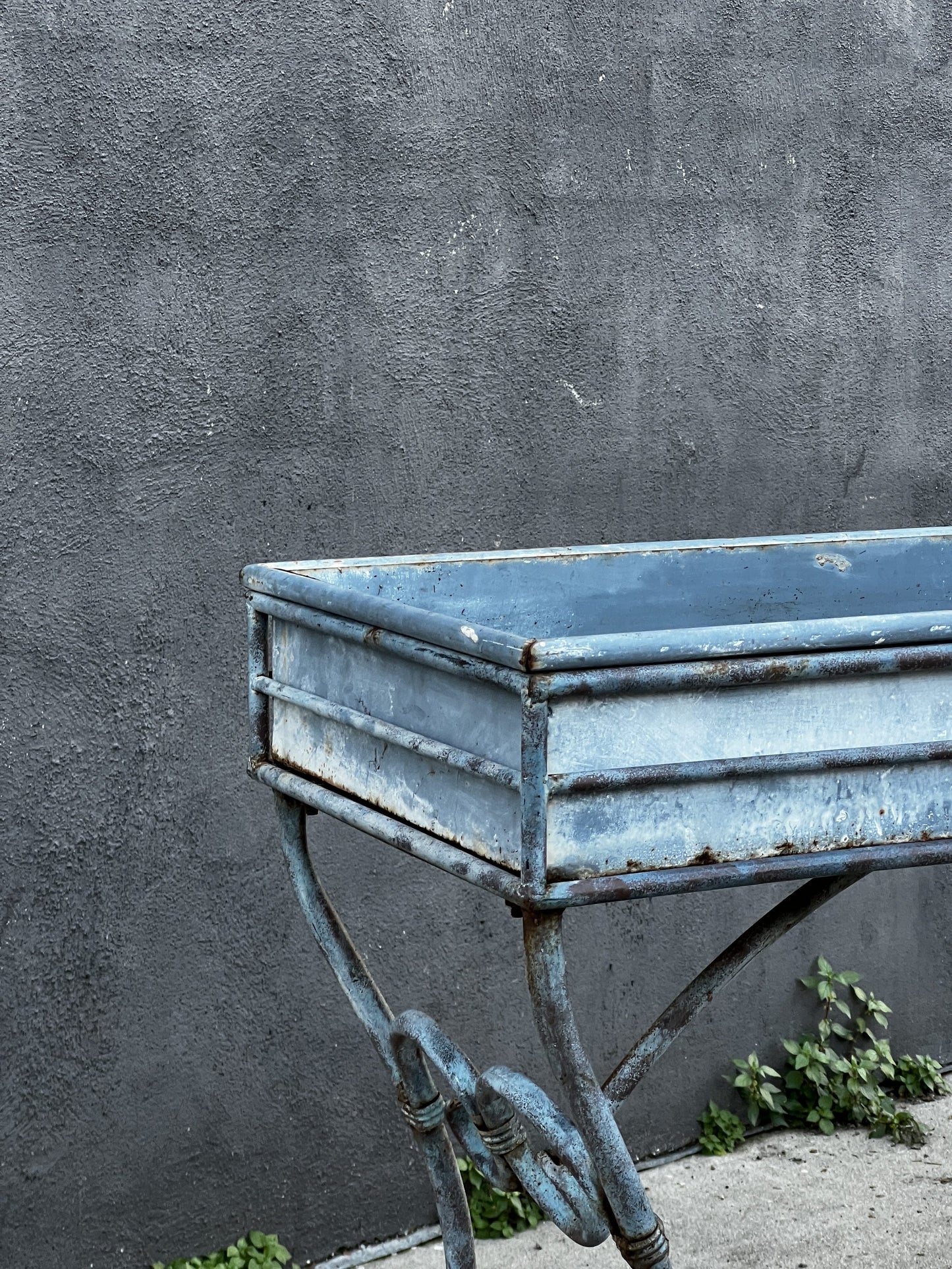 Vintage Arras Style Tall Weathered Metal Plant Stand