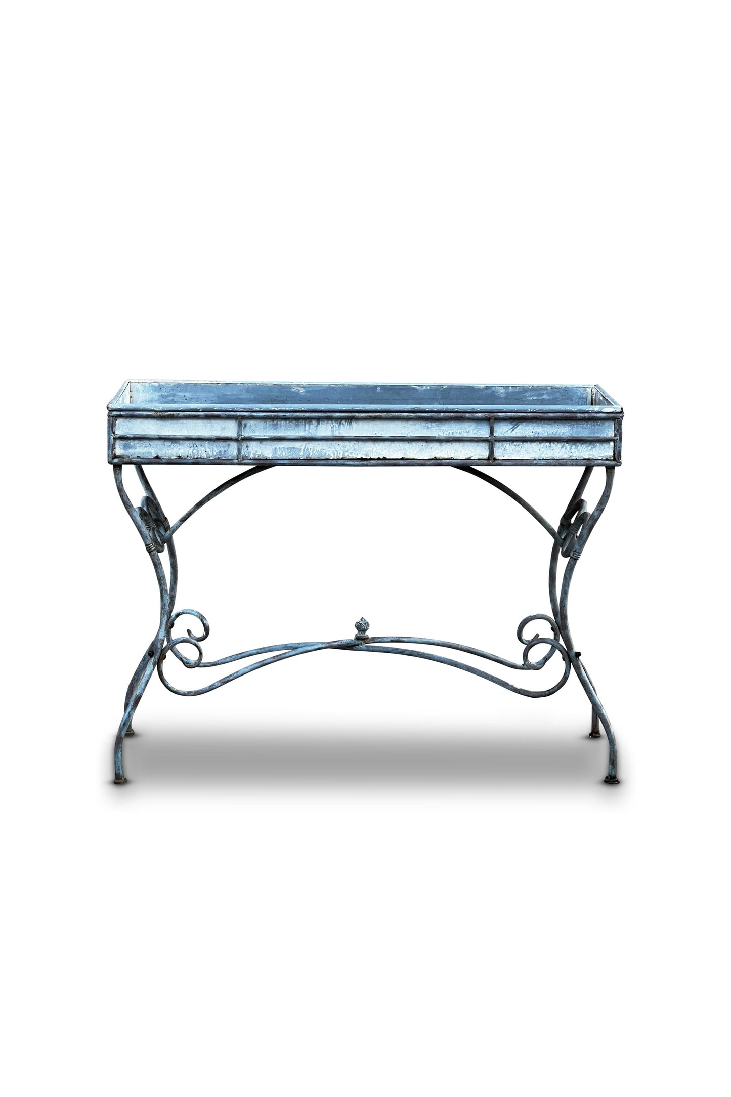 Vintage Arras Style Tall Weathered Metal Plant Stand
