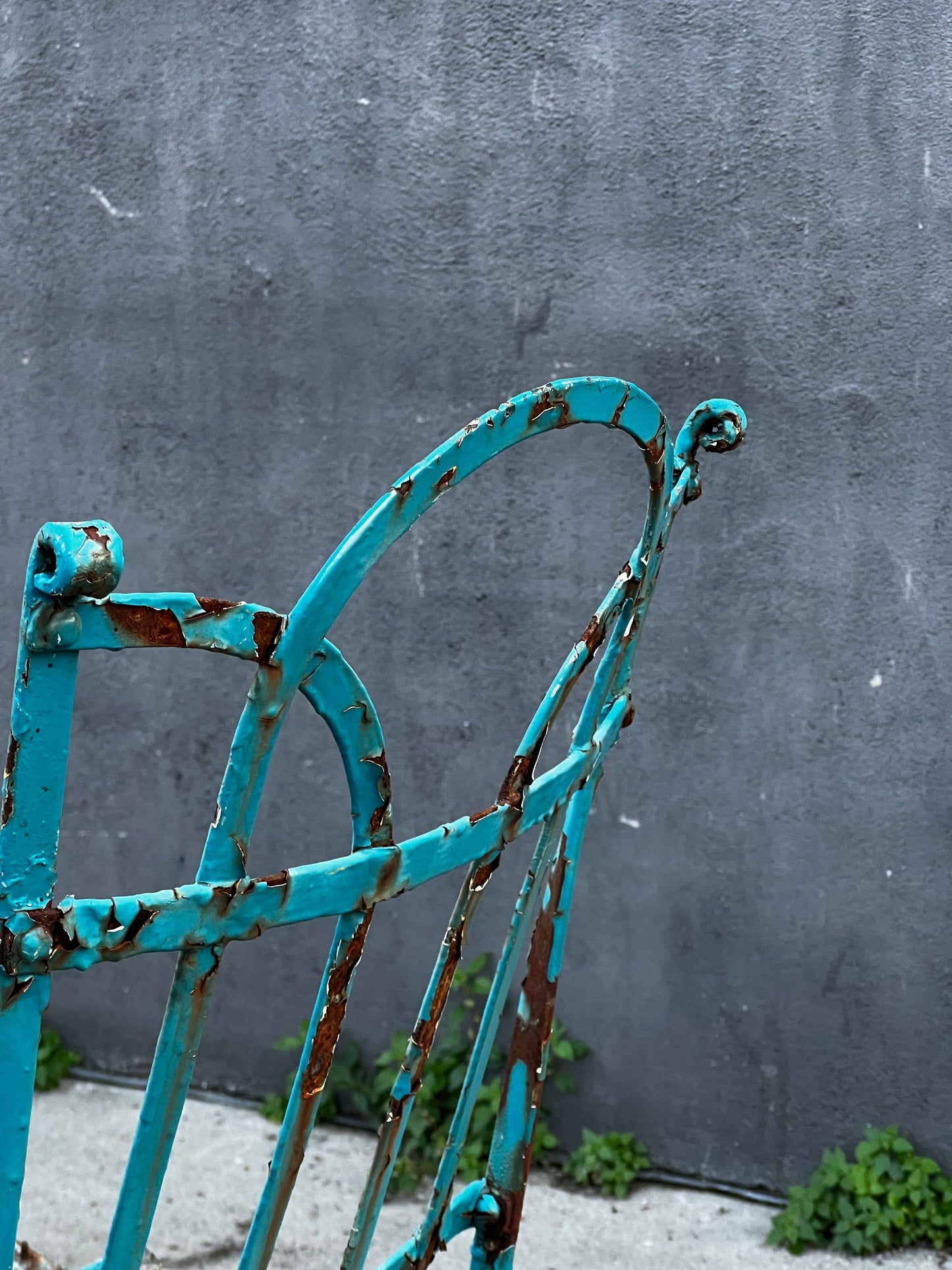 French Antique Metal Iron Wood Folding Bistro Garden Chair Set of 4
