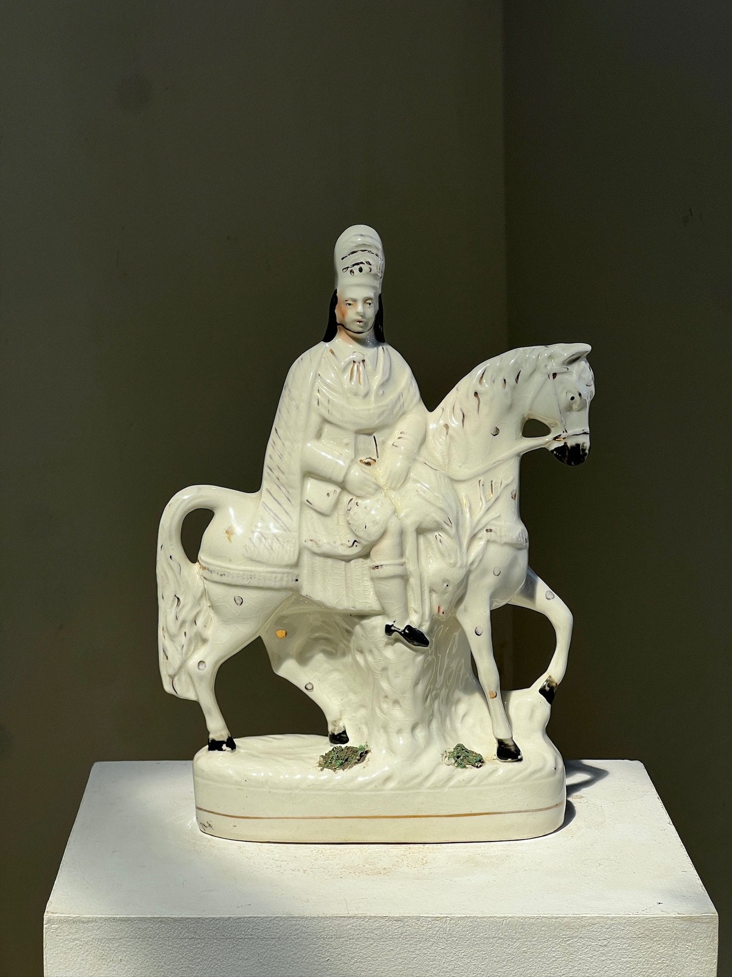 Pair of 19th century Staffordshire pottery figurines , Highland hunter on horseback