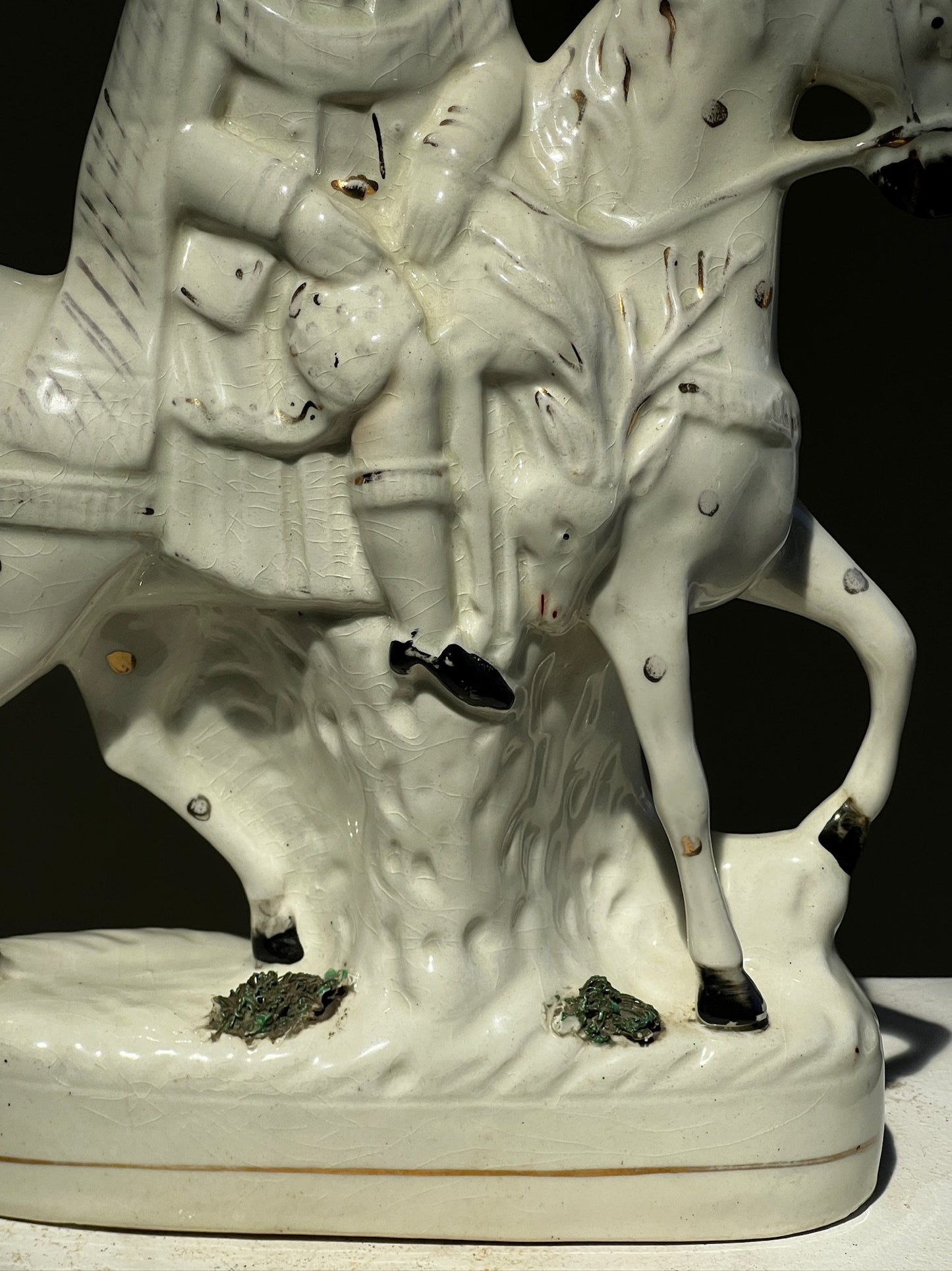 Pair of 19th century Staffordshire pottery figurines , Highland hunter on horseback