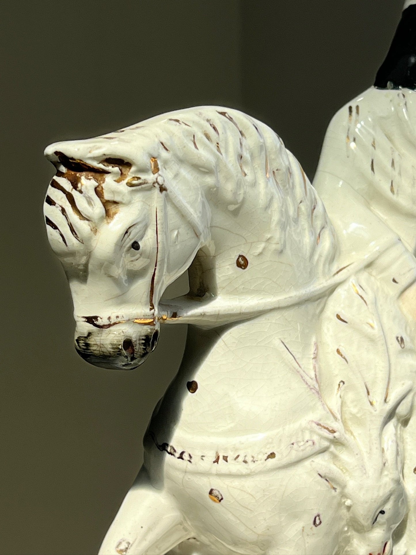 Pair of 19th century Staffordshire pottery figurines , Highland hunter on horseback