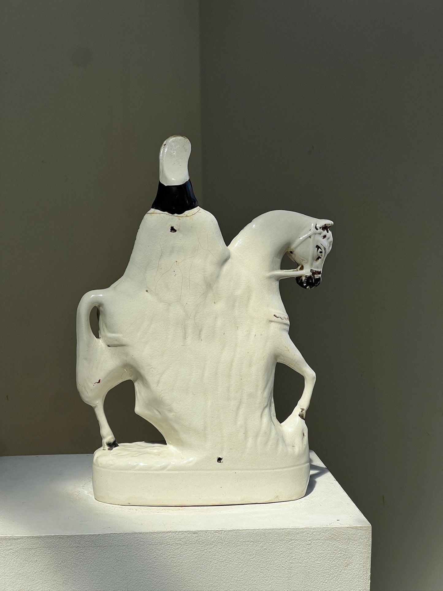 Pair of 19th century Staffordshire pottery figurines , Highland hunter on horseback