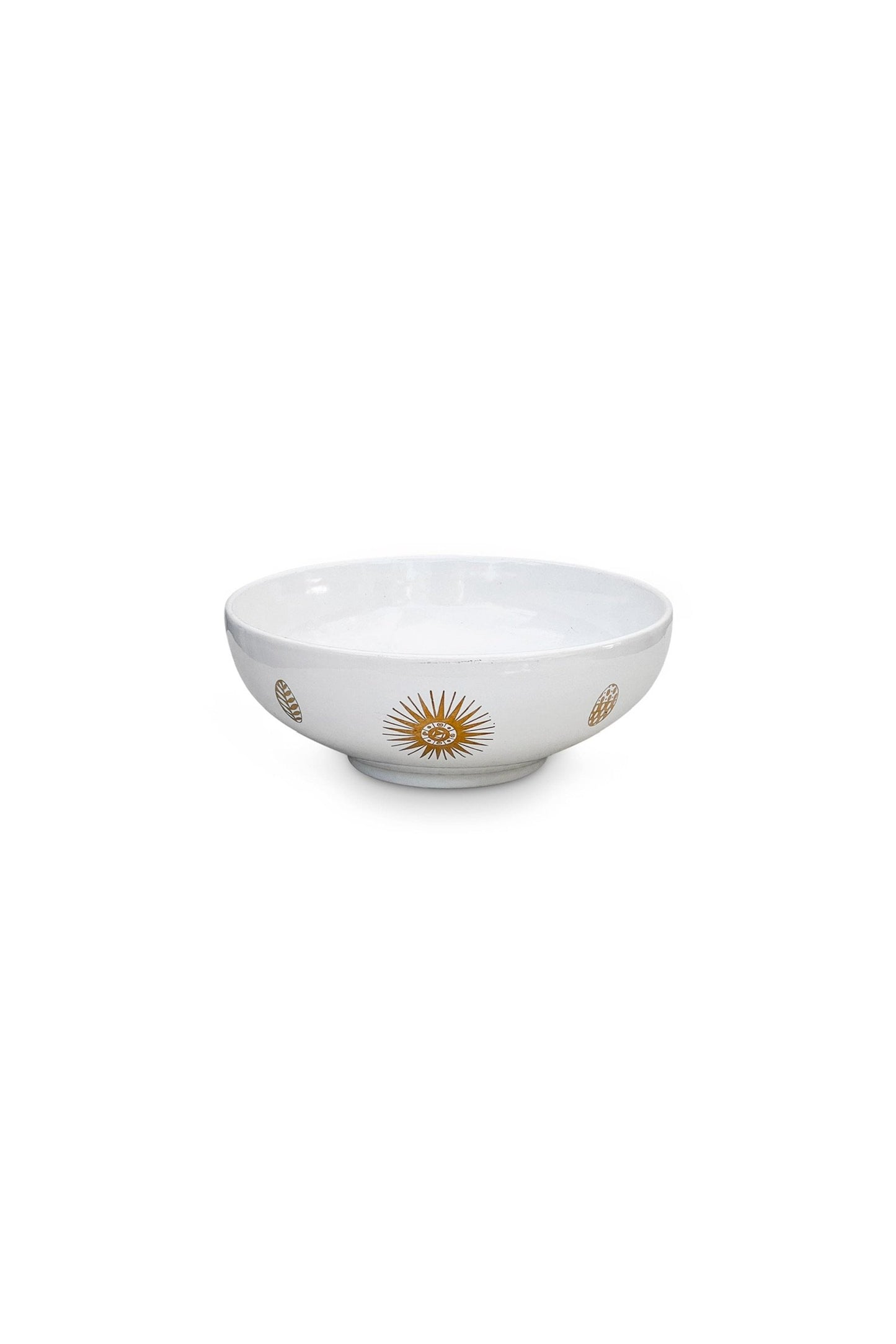 George Briard Ceramic White and Gold Sunburst Bowl