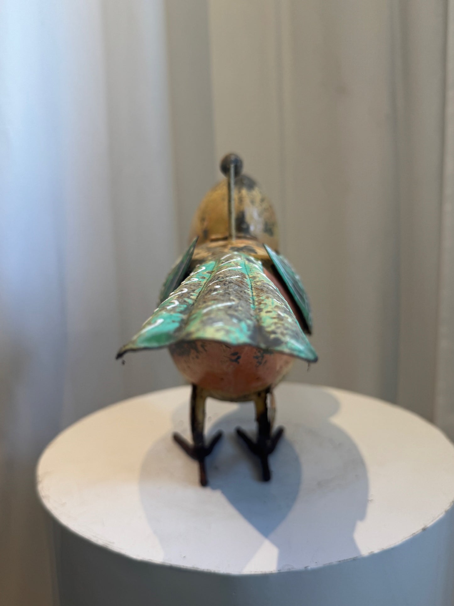 Whimsical Vintage Hand-Painted Metal Bird Watering Can
