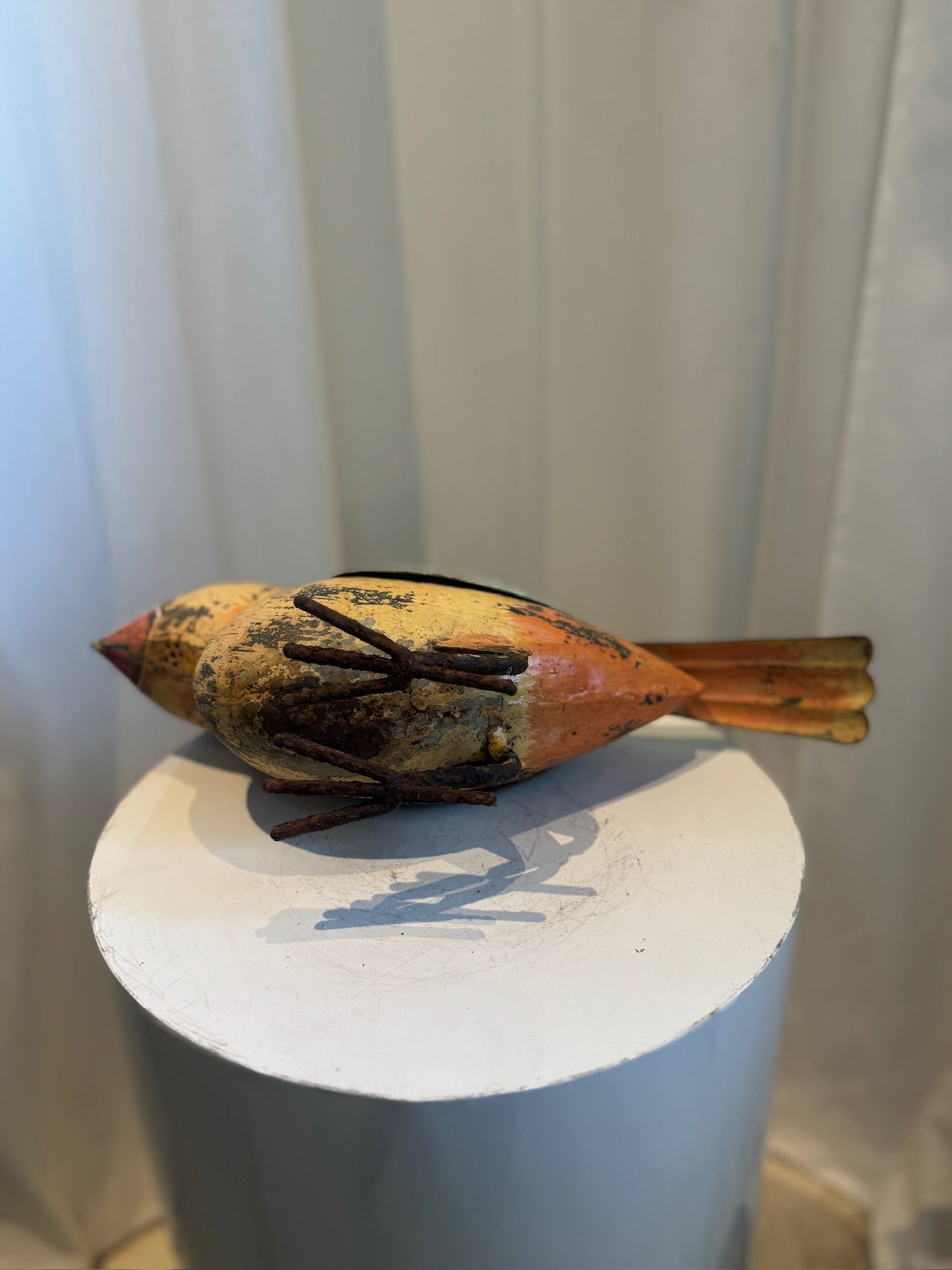 Whimsical Vintage Hand-Painted Metal Bird Watering Can