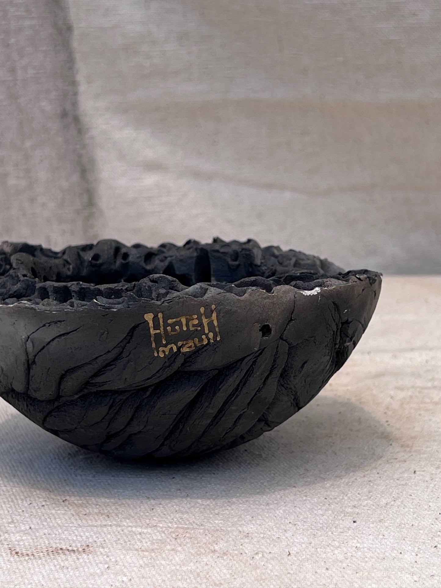 Vintage Volcanic Crater Raku Lava Bowl by Hutch Ceramics Maui