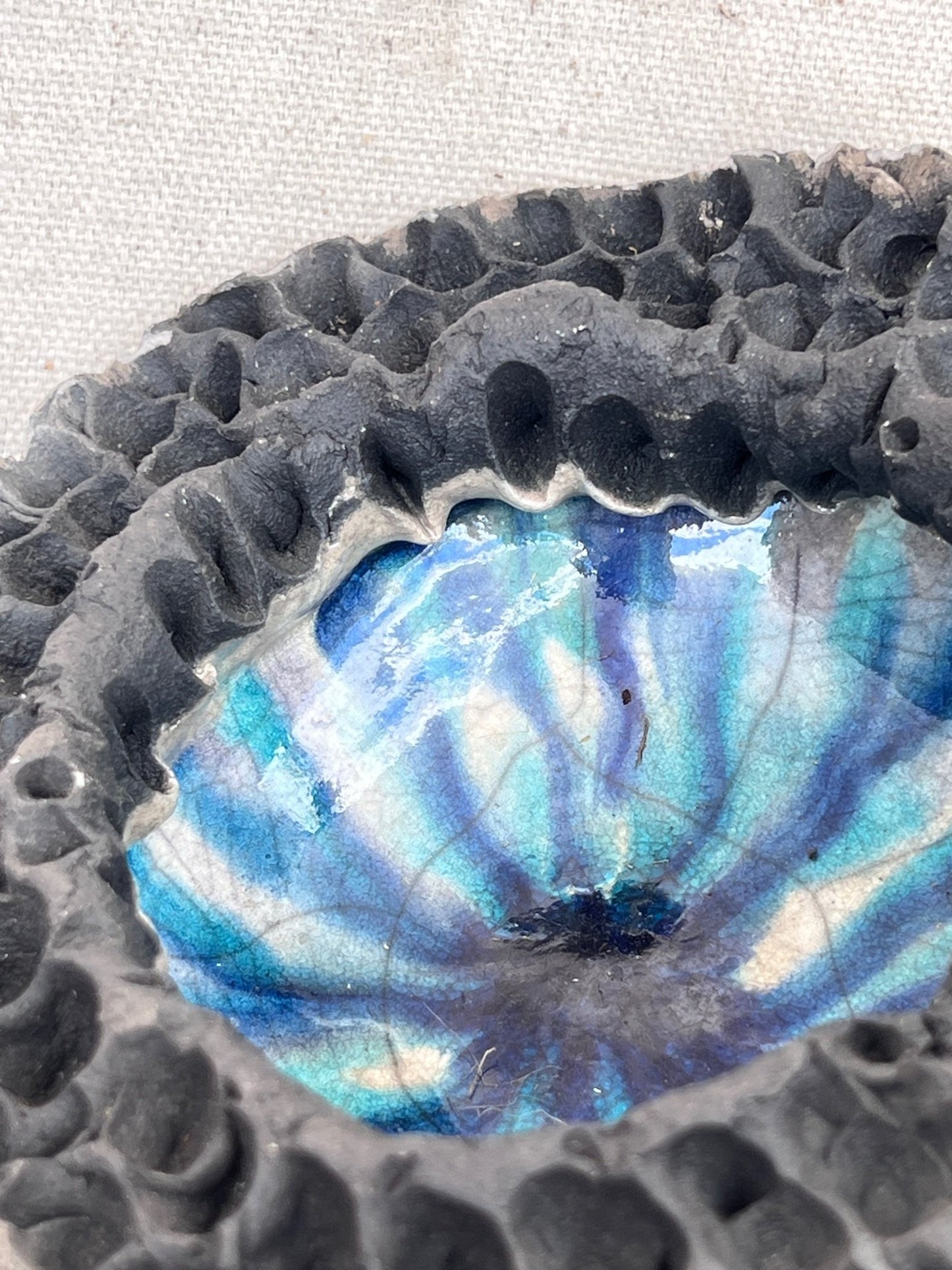 Vintage Volcanic Crater Raku Lava Bowl by Hutch Ceramics Maui