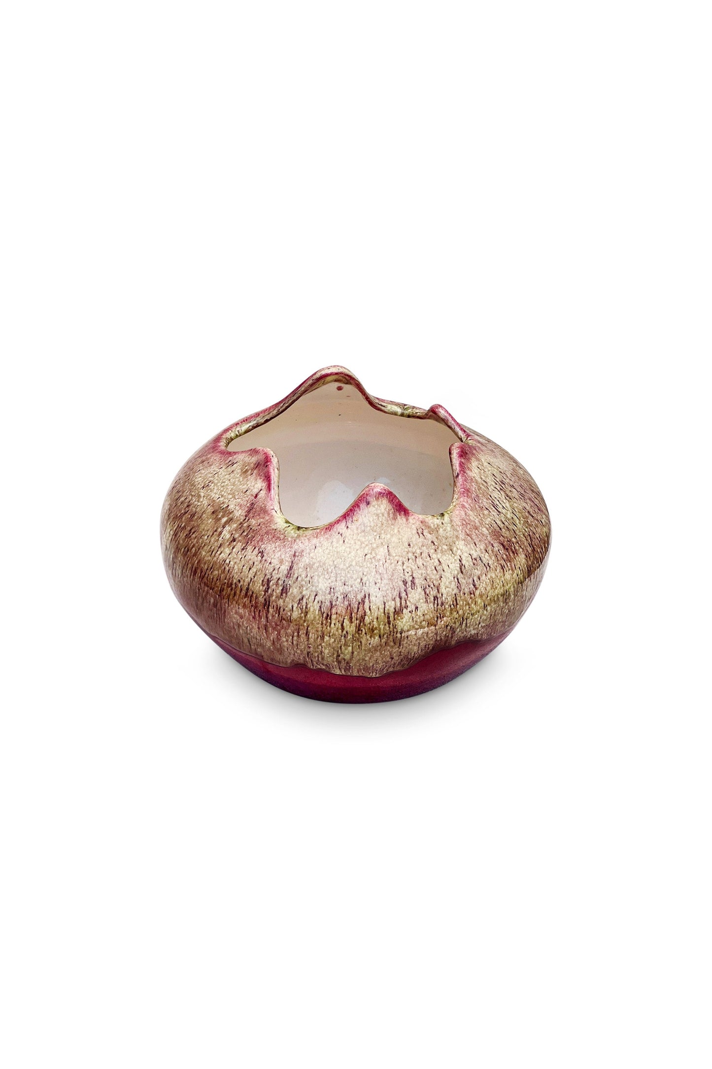 Vintage Pink Ceramic Pinched Top Bowl
