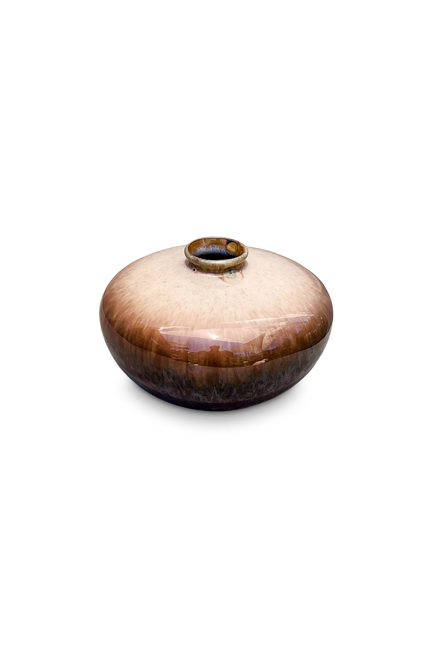 Vintage Earthy Ombré Glazed Pottery Vase