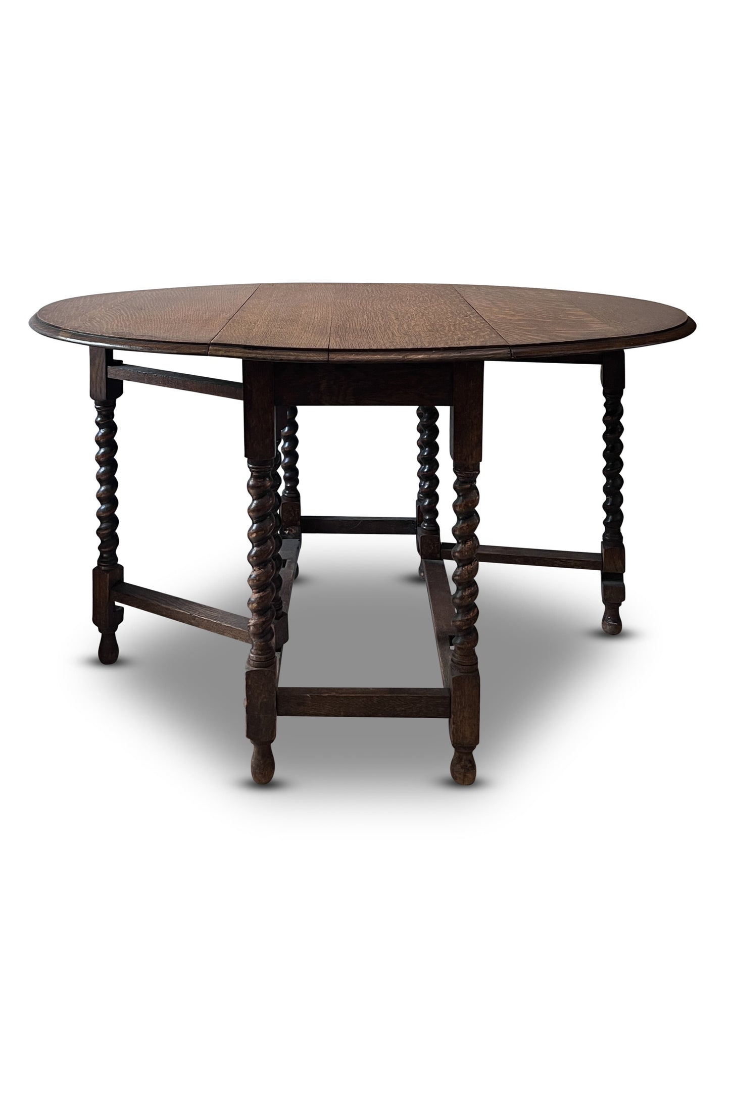 Antique Jacobean Style English Oak Drop Leaf Table