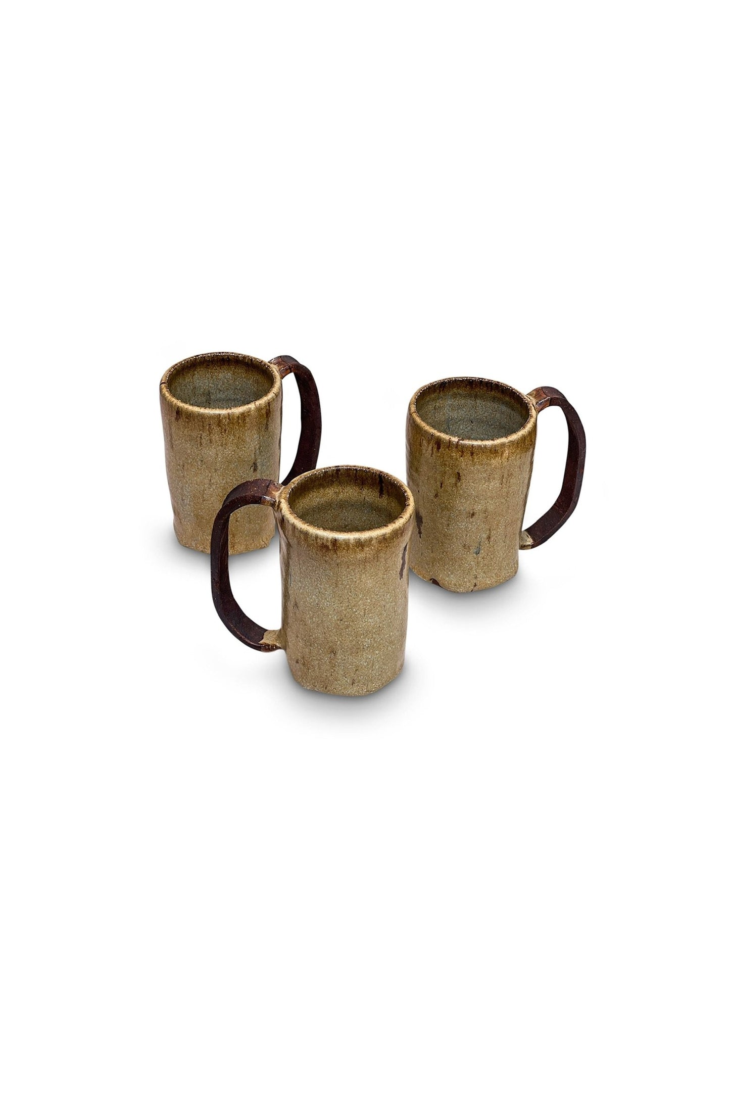 Vintage Earth Tone Ceramic Mug Set (3 pieces)