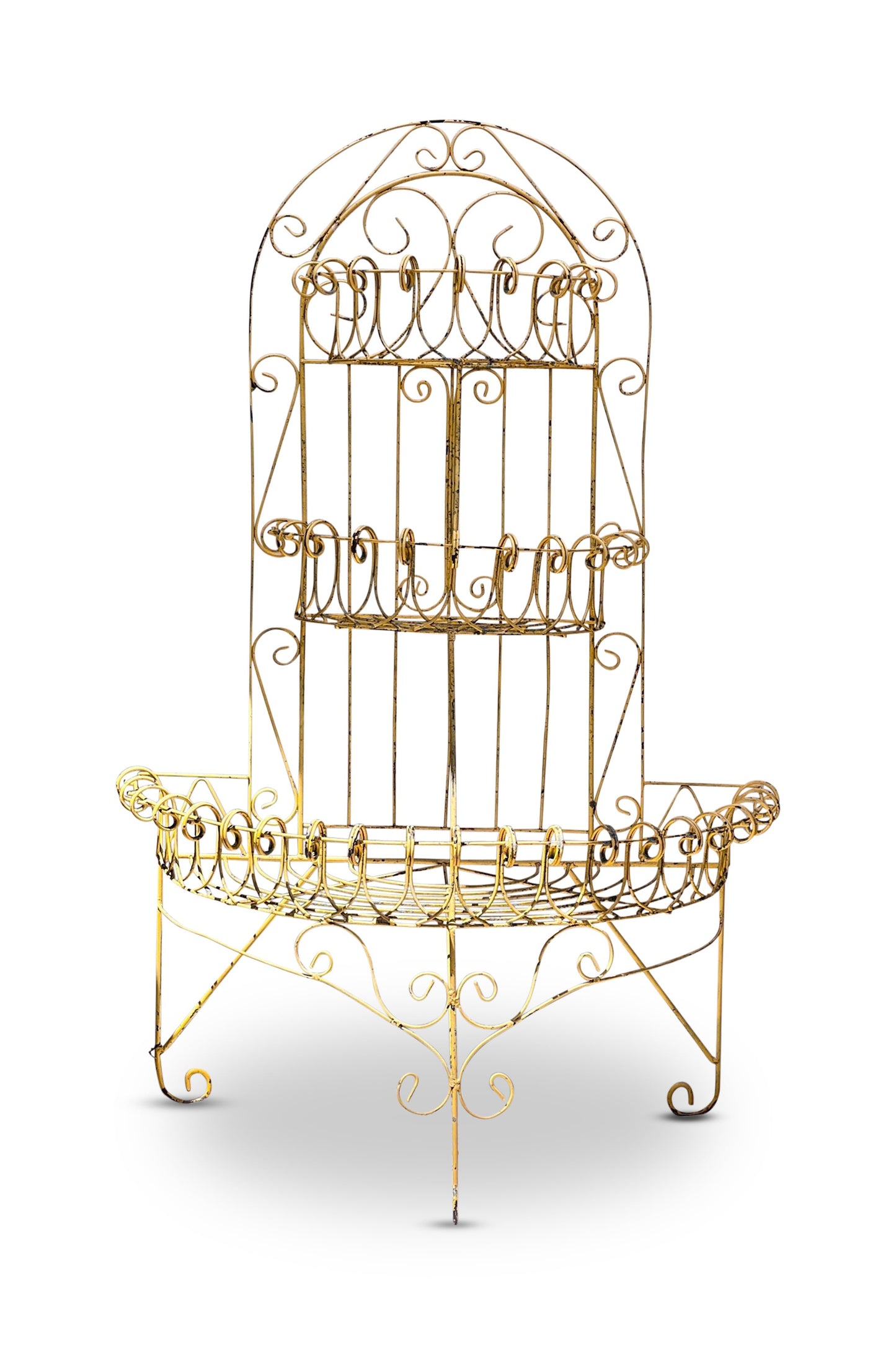 French Demilune Three-Tier Iron Wire Plant Stand