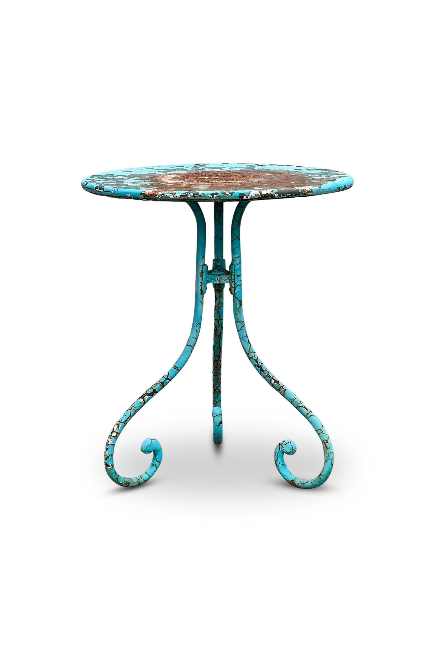Vintage French Turquoise Rusted Bistro Table