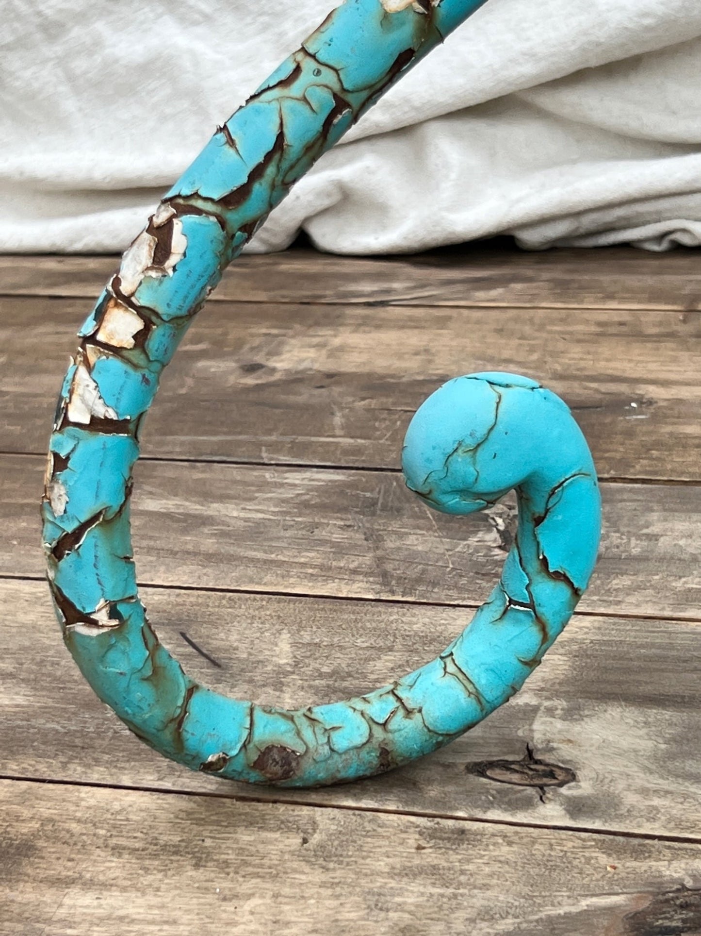 Vintage French Turquoise Rusted Bistro Table