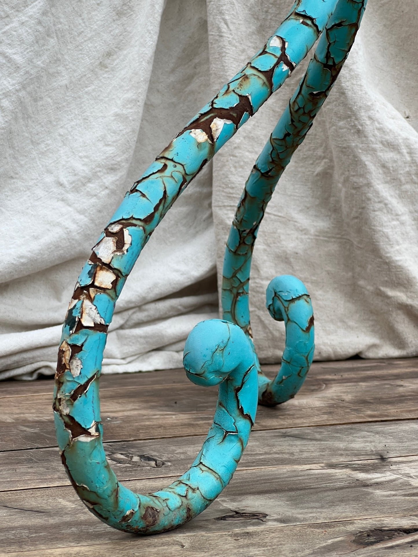 Vintage French Turquoise Rusted Bistro Table