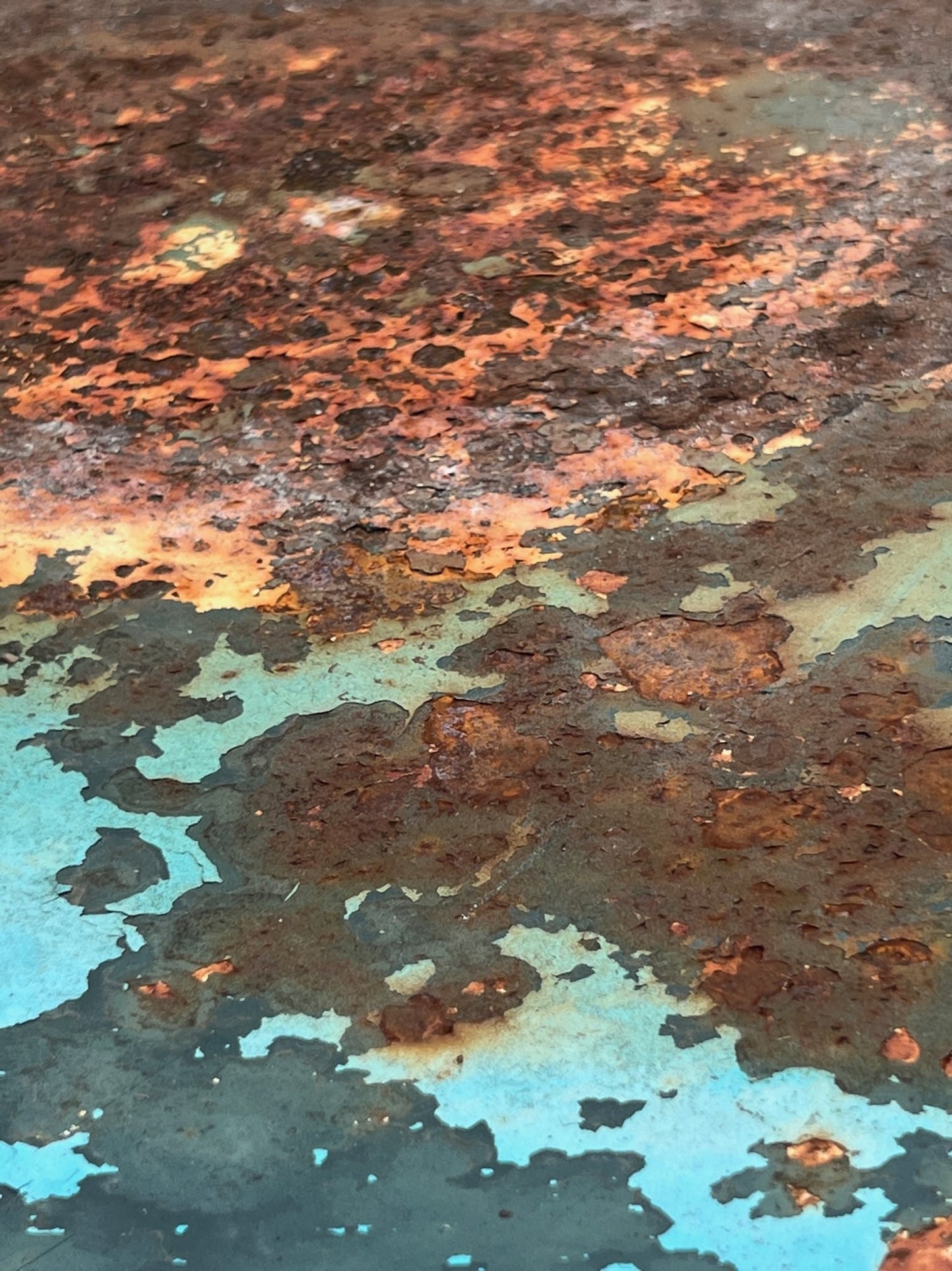 Vintage French Turquoise Rusted Bistro Table