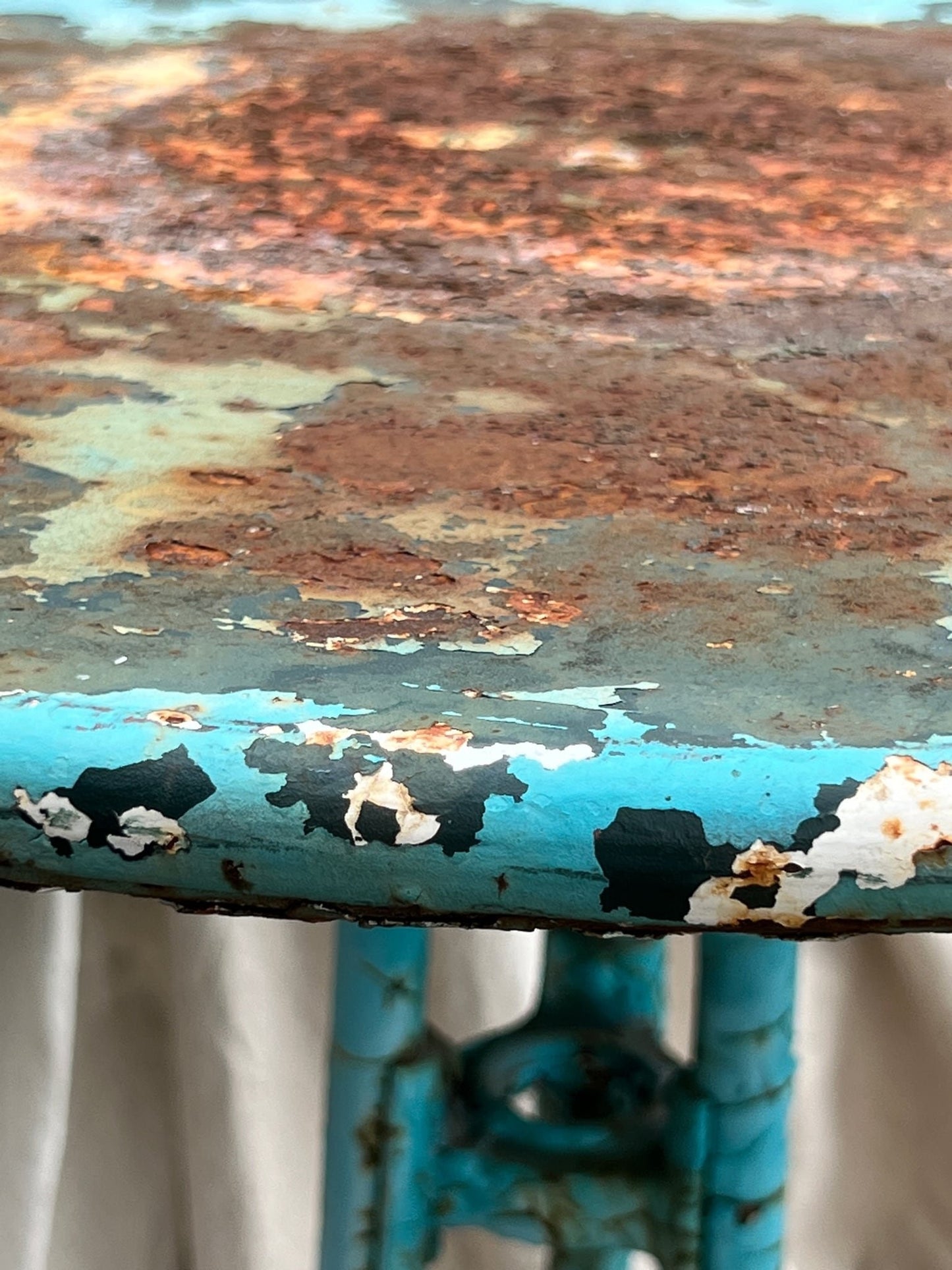Vintage French Turquoise Rusted Bistro Table
