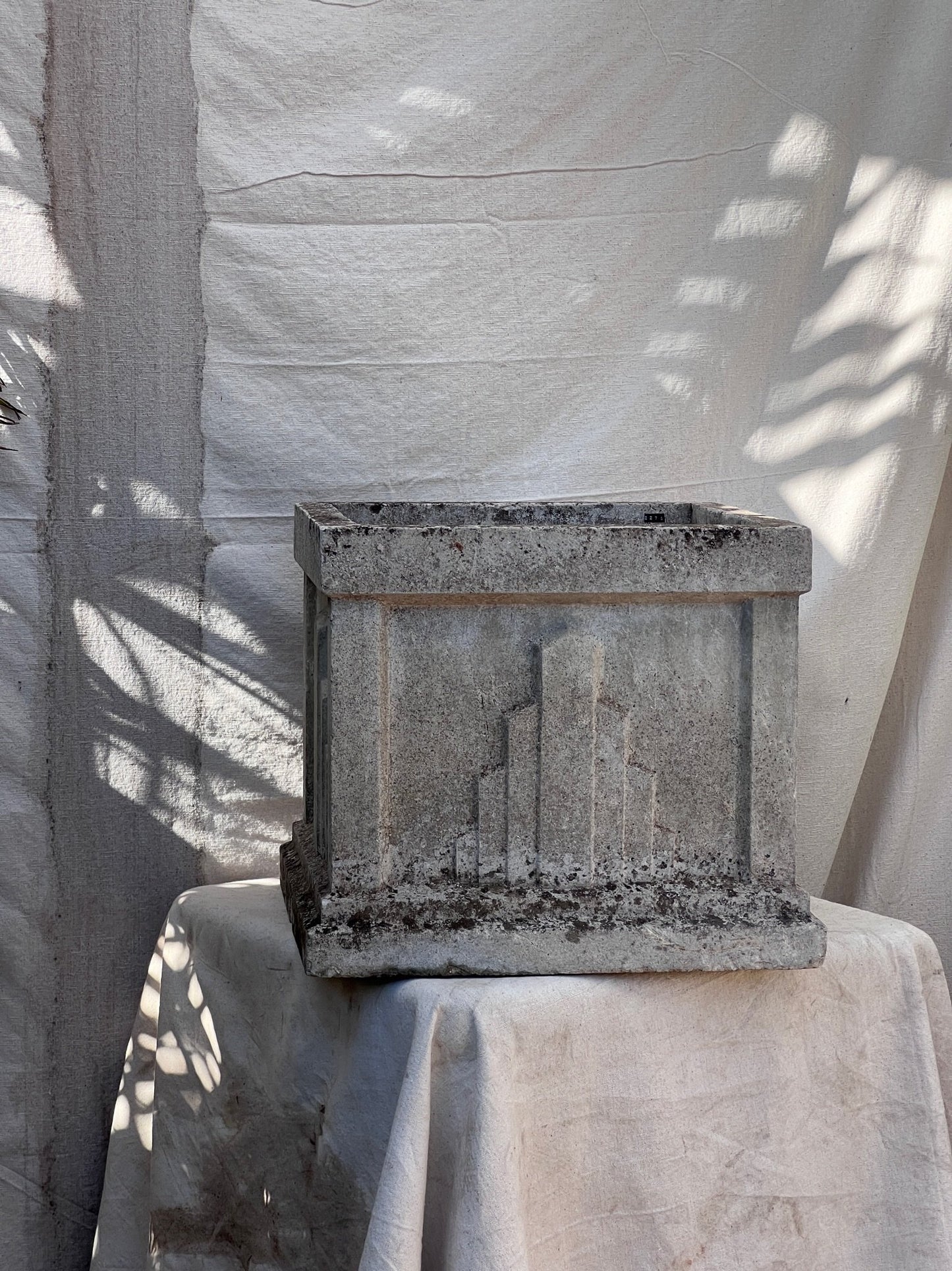 19" Art Deco Square Cement Planters (Set of 2)