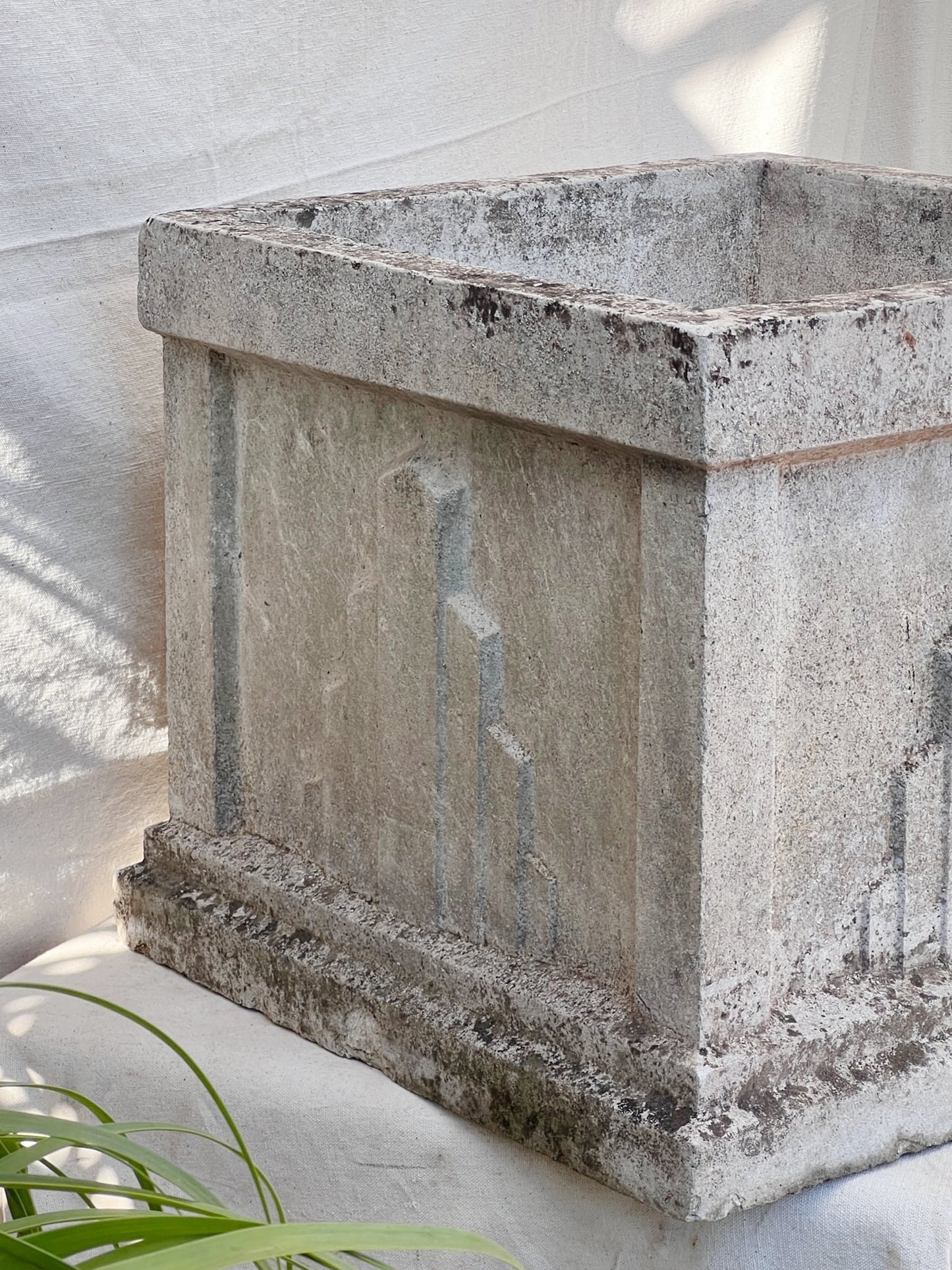 19" Art Deco Square Cement Planters (Set of 2)