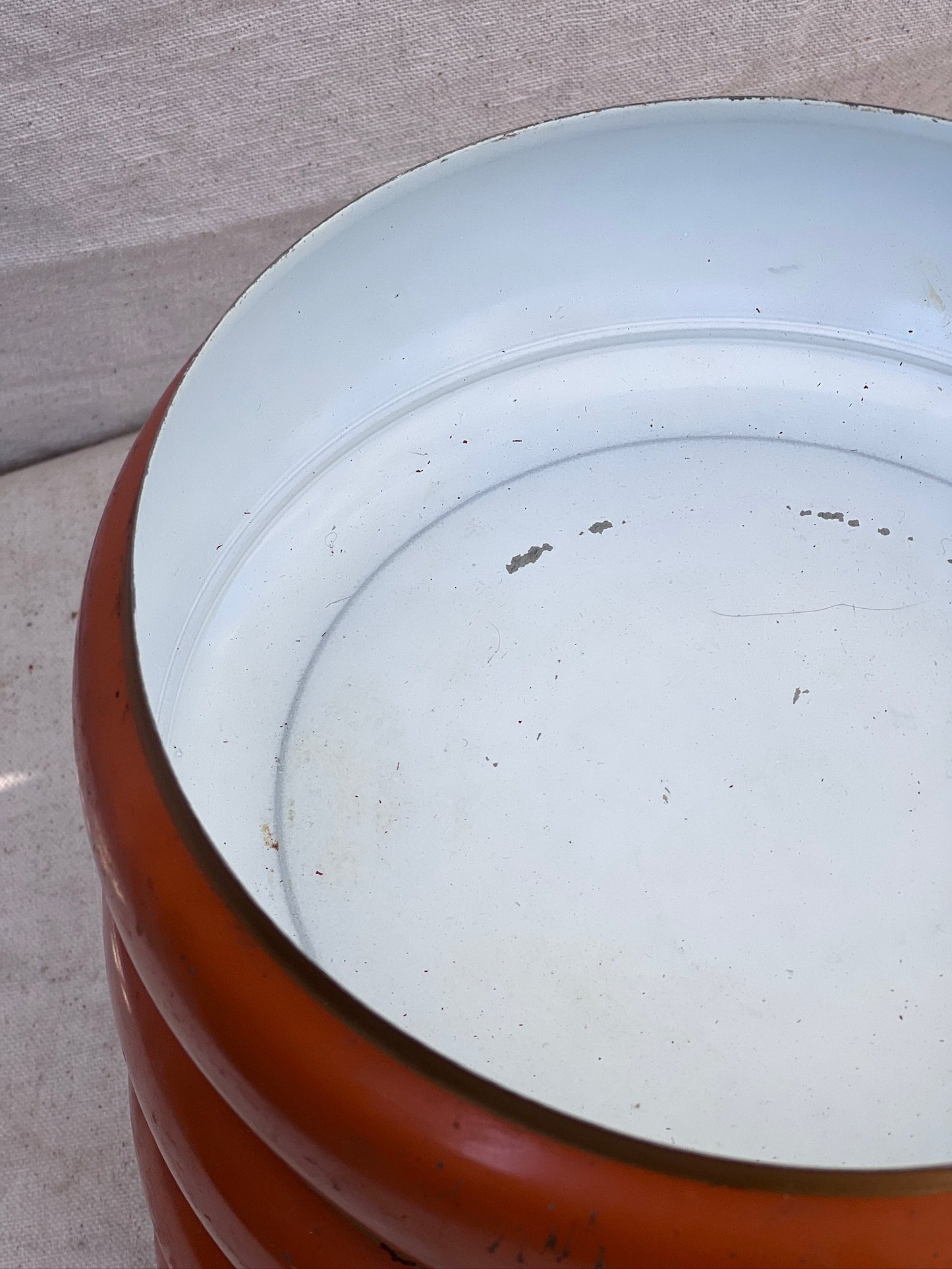 Vintage 1960s Mid-Century Orange Metal Canister Set
