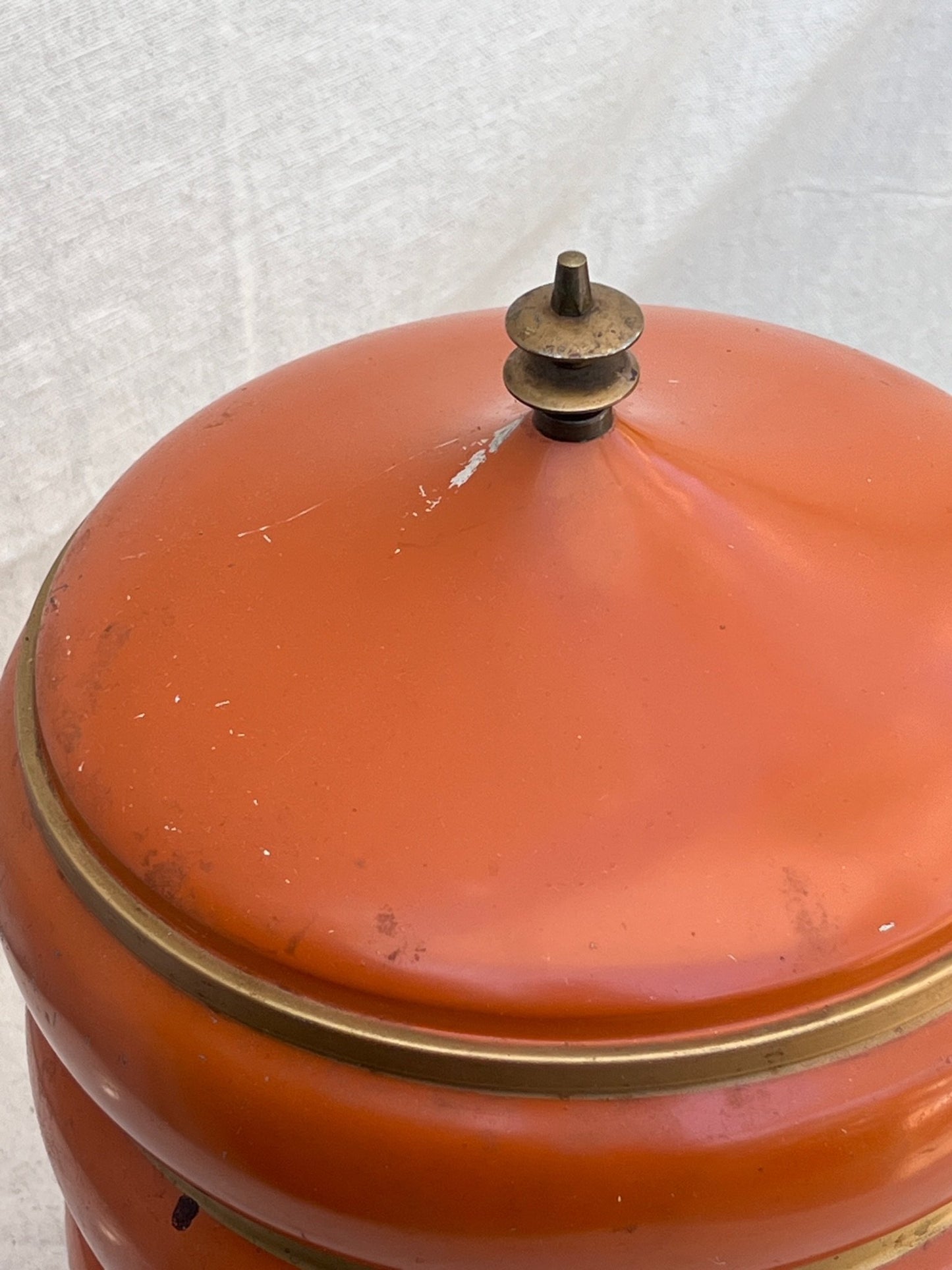 Vintage 1960s Mid-Century Orange Metal Canister Set