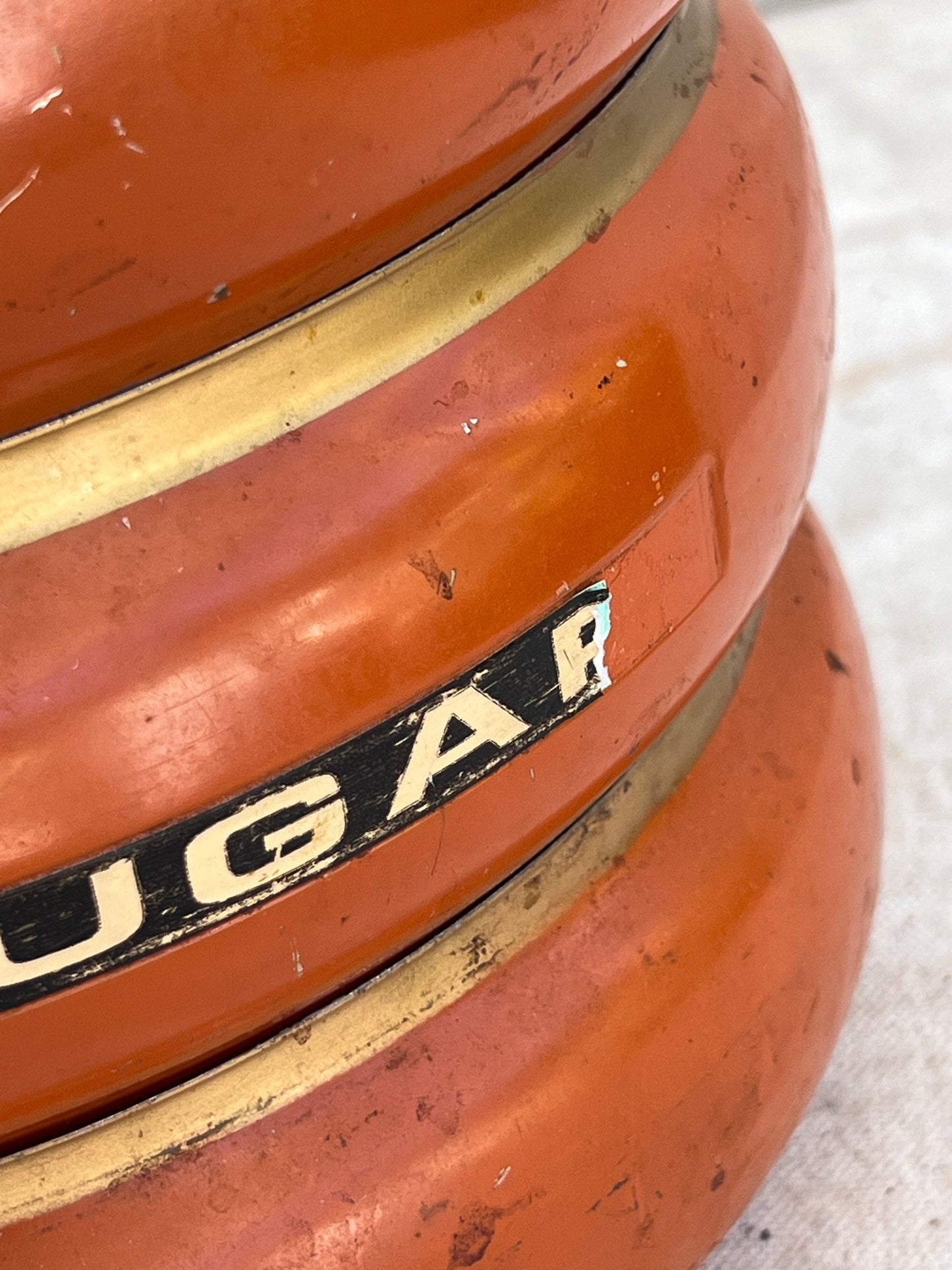 Vintage 1960s Mid-Century Orange Metal Canister Set