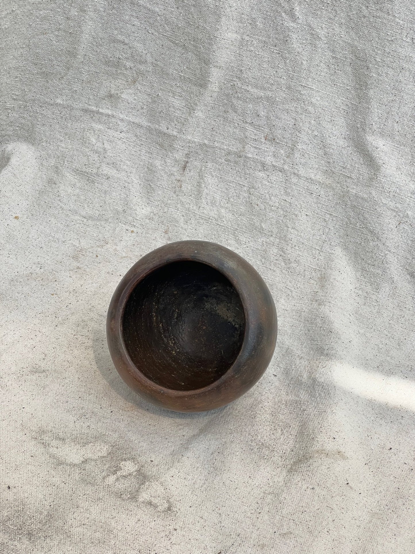 Small Vintage Dark Brown Clay Vase