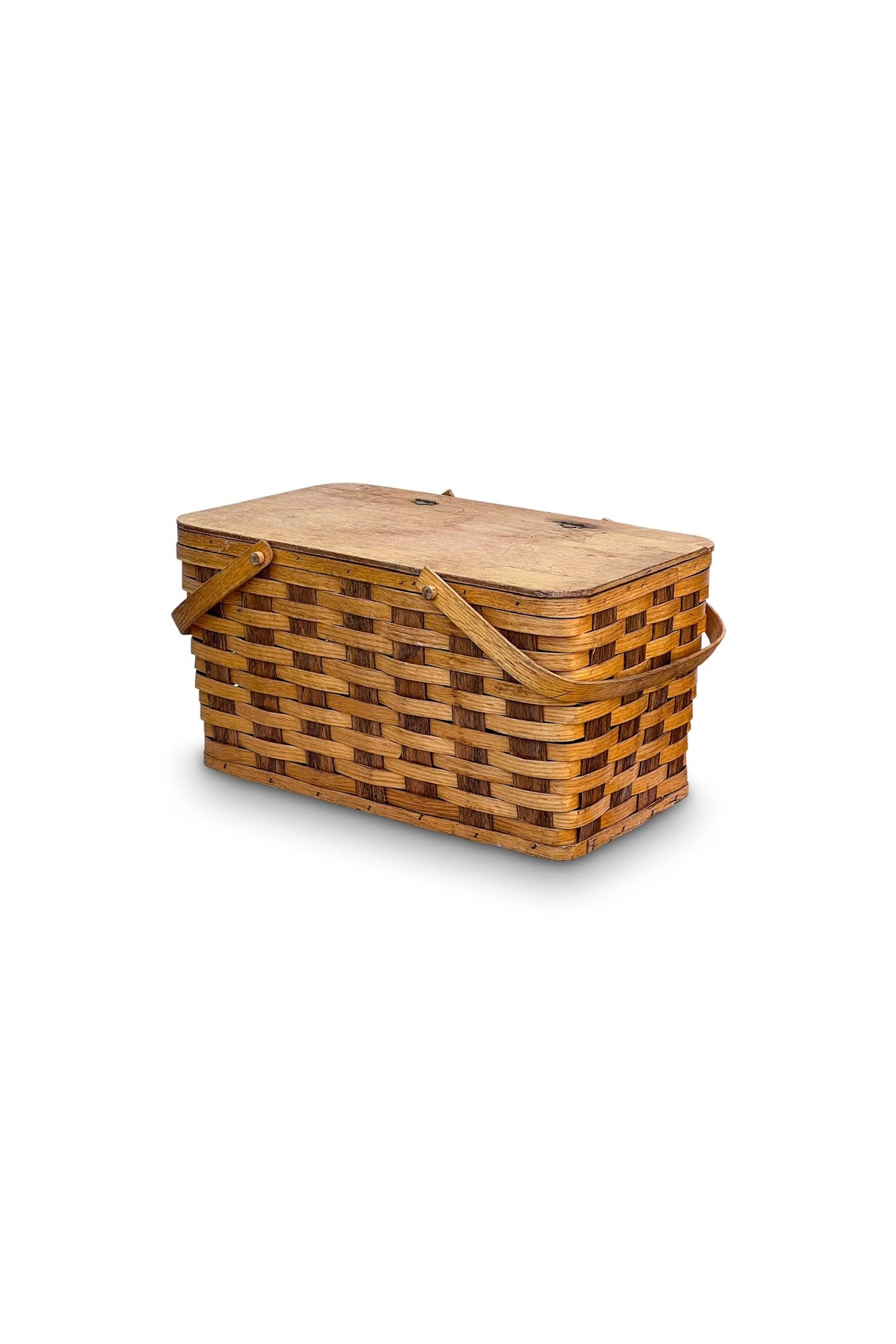 Vintage Splint Wood Picnic Basket