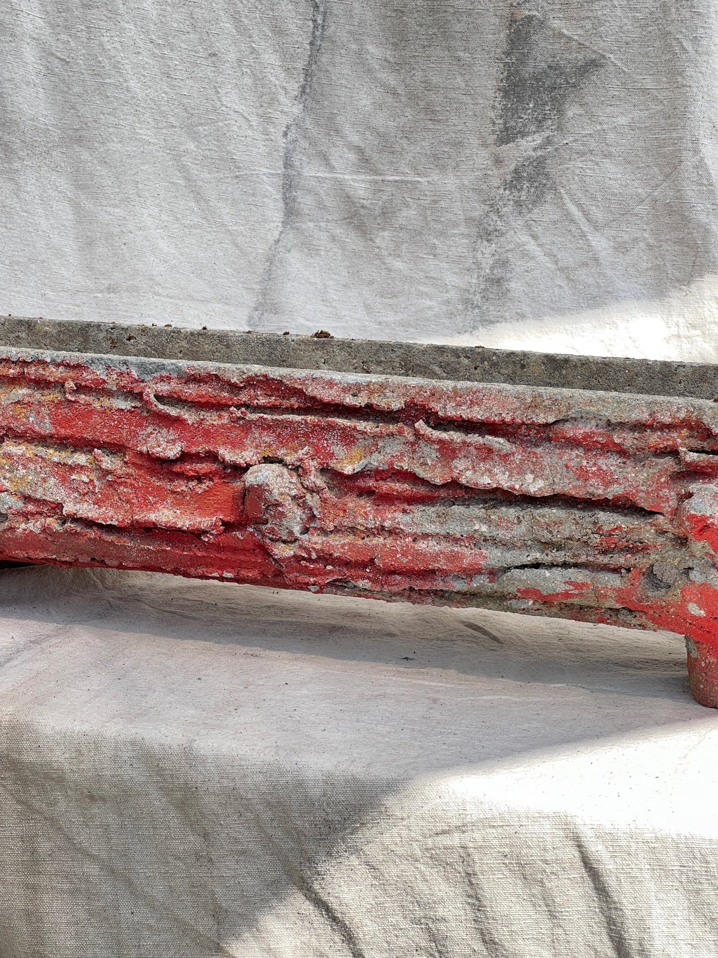 1960s French Faux Bois Trough Concrete Planter