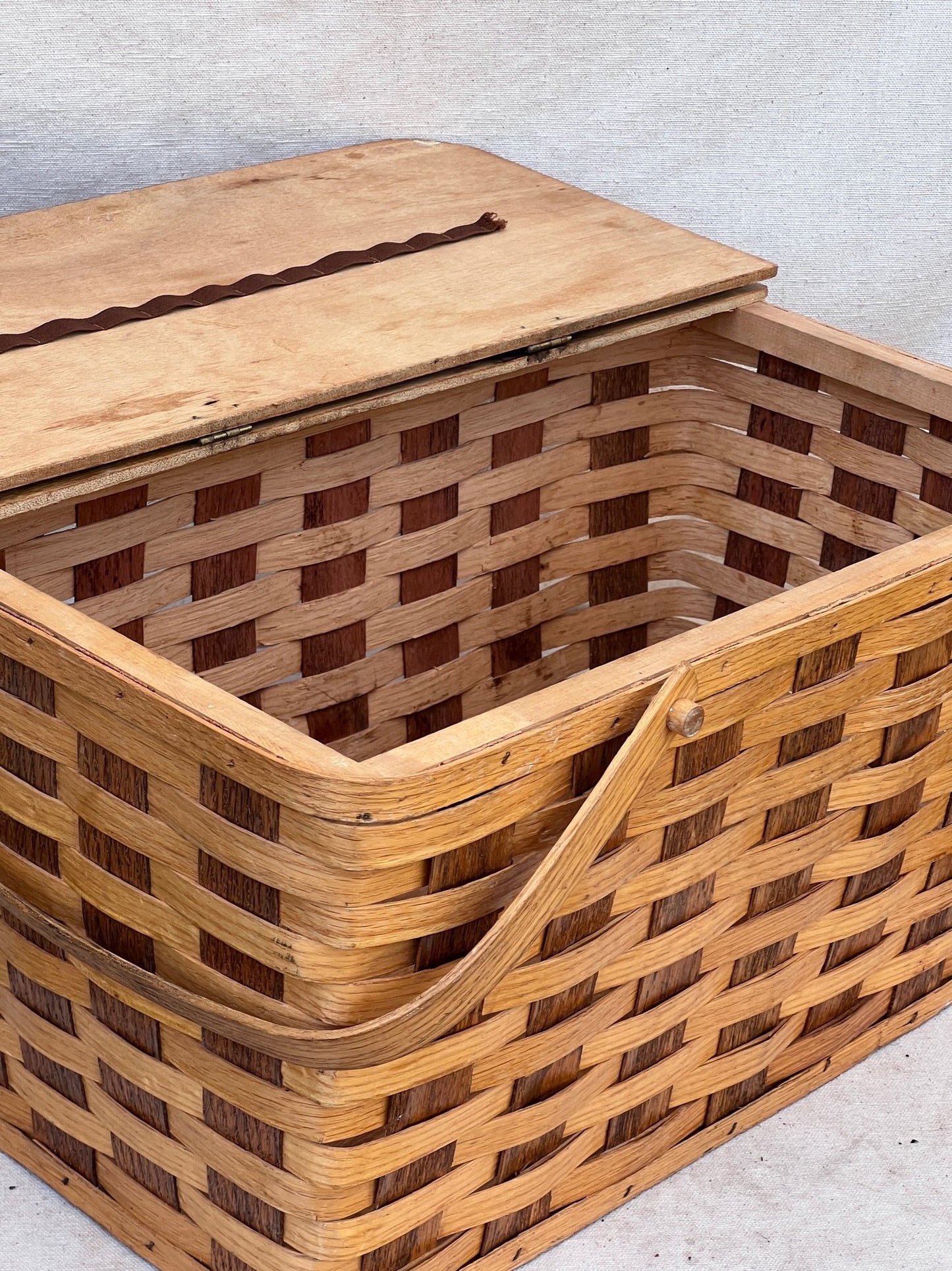 Vintage Splint Wood Picnic Basket