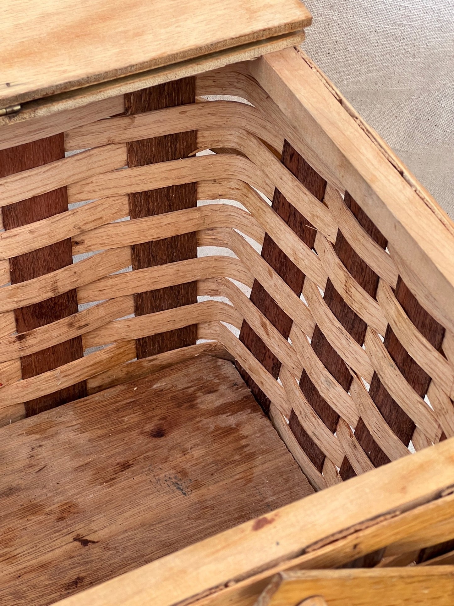Vintage Splint Wood Picnic Basket