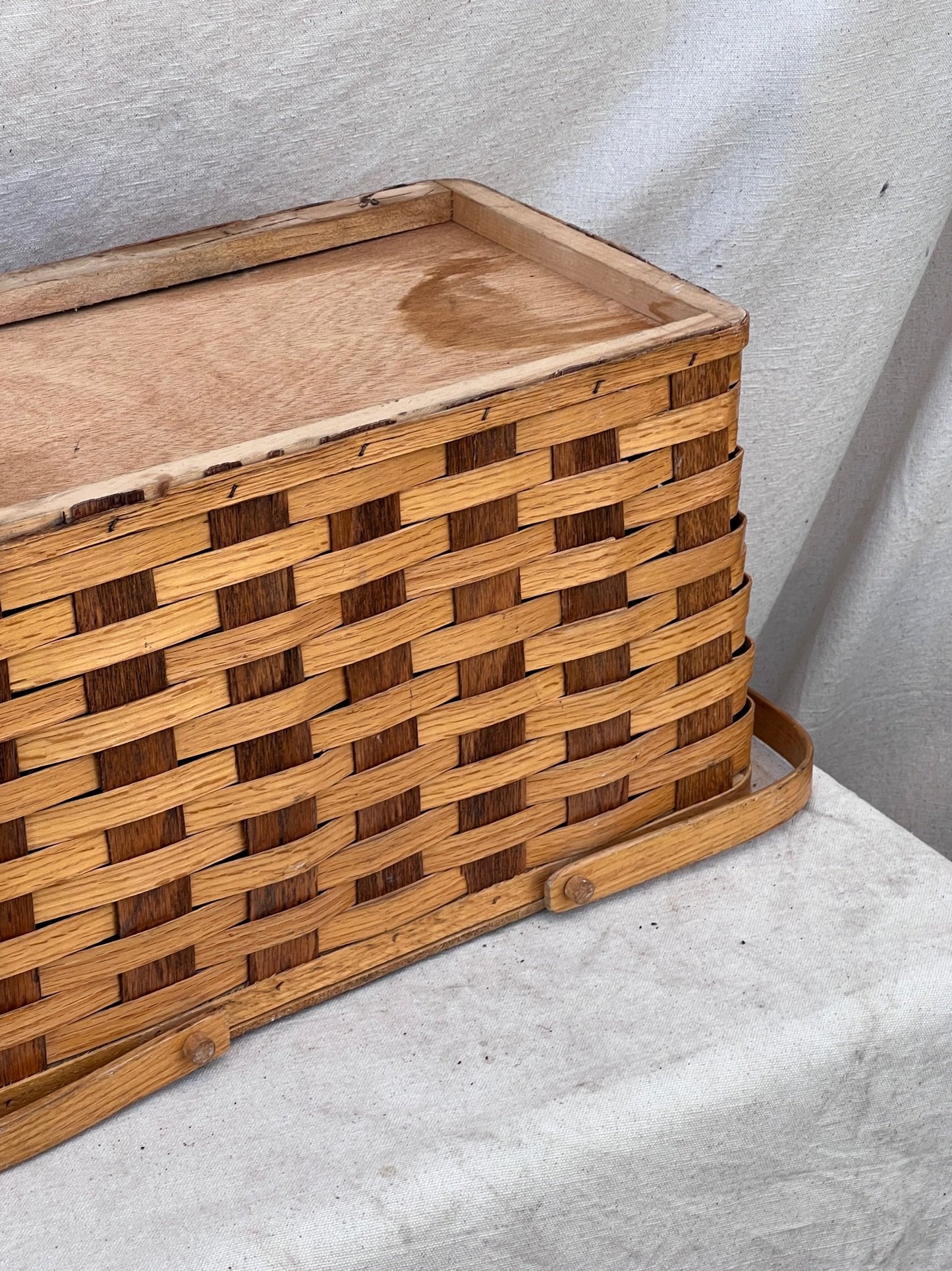 Vintage Splint Wood Picnic Basket