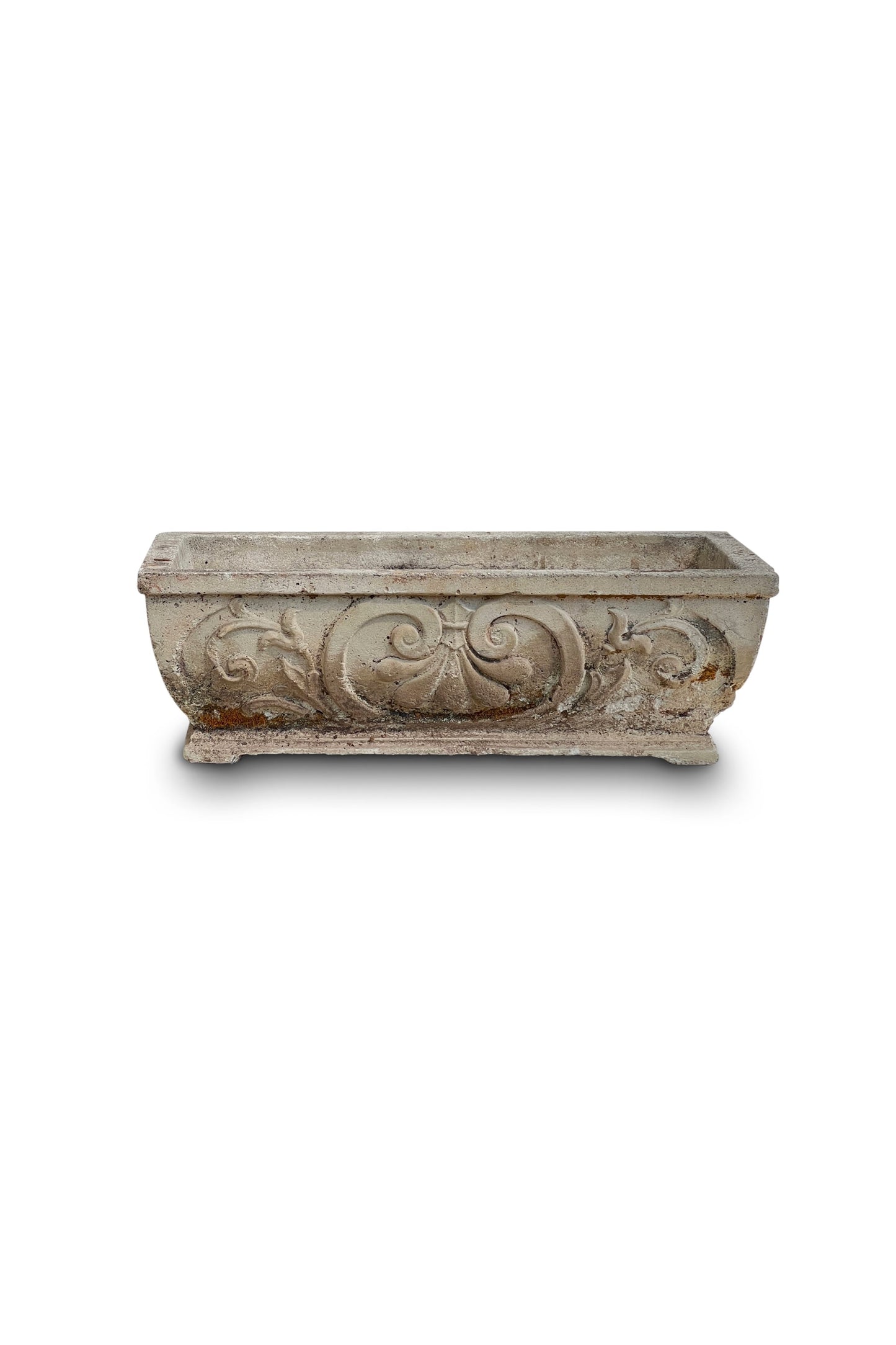 1950s Vintage French Rectangular Fleur-de-Lis Cement Planter