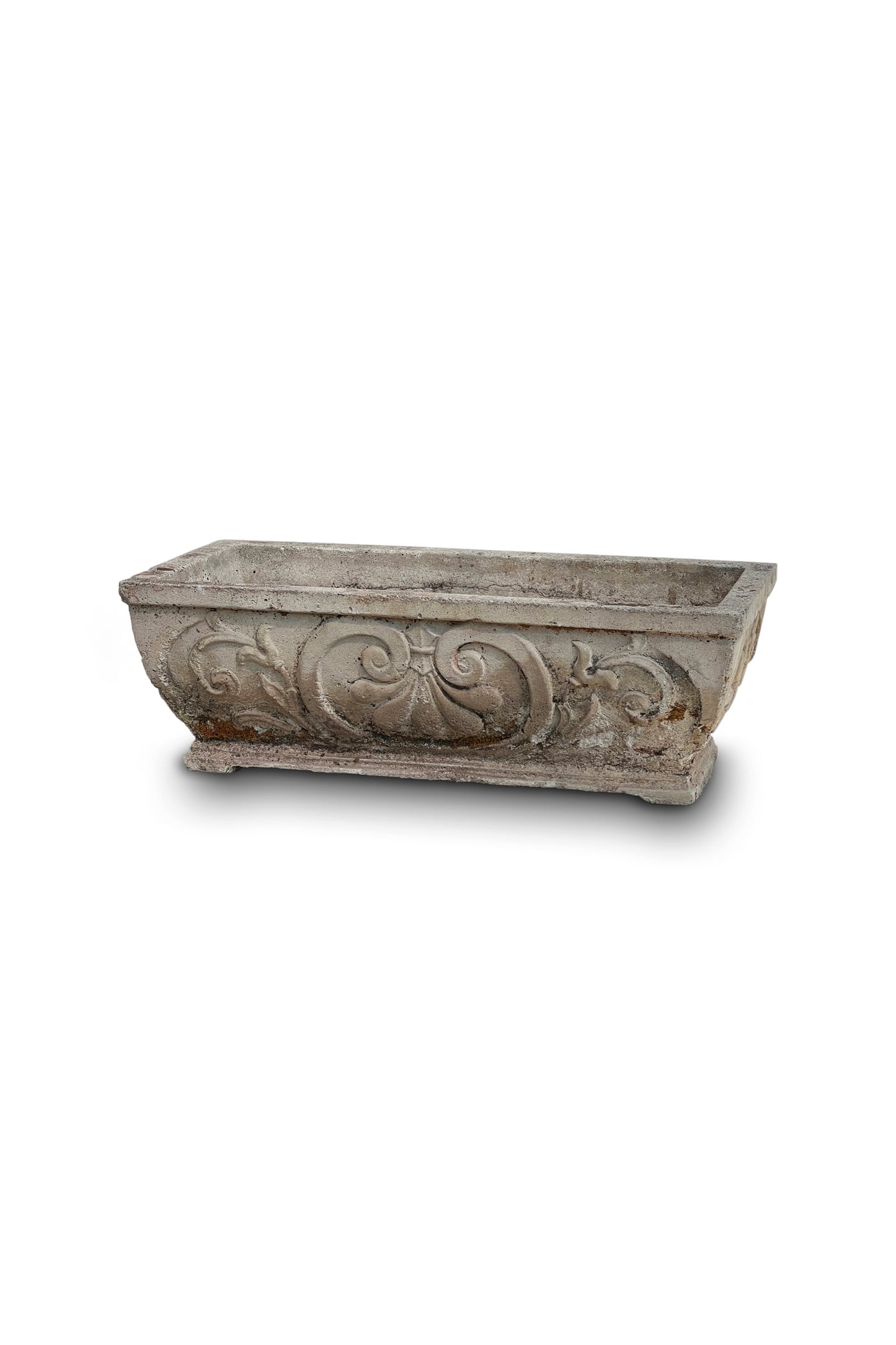 1950s Vintage French Rectangular Fleur-de-Lis Cement Planter