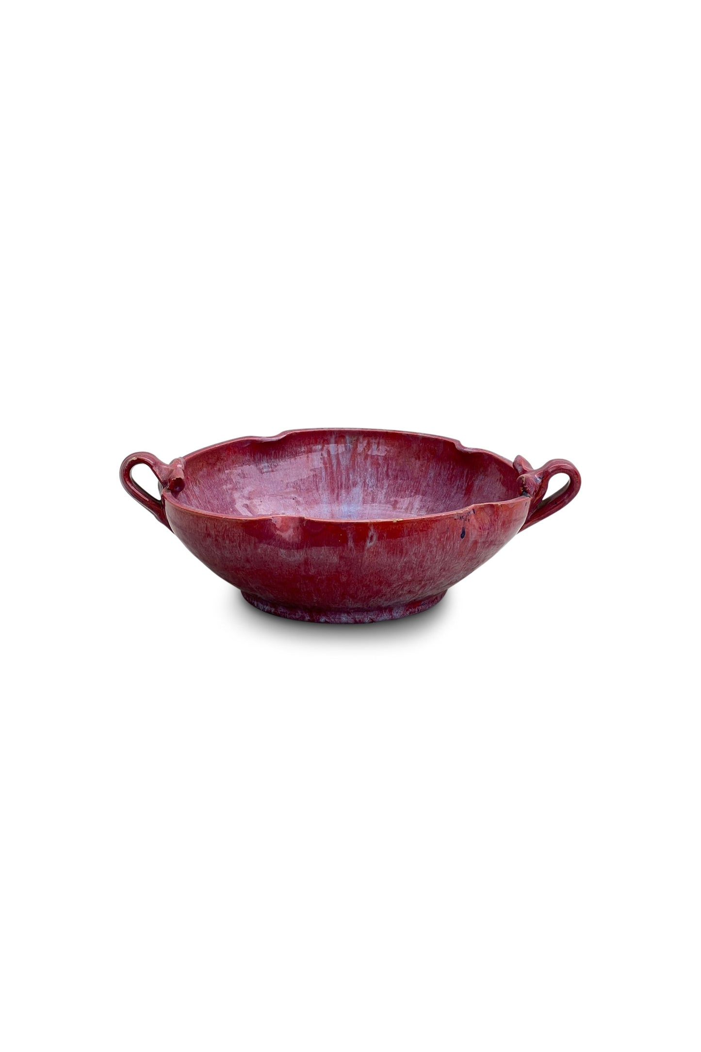 Handmade Magenta Ceramic Bowl with Handles
