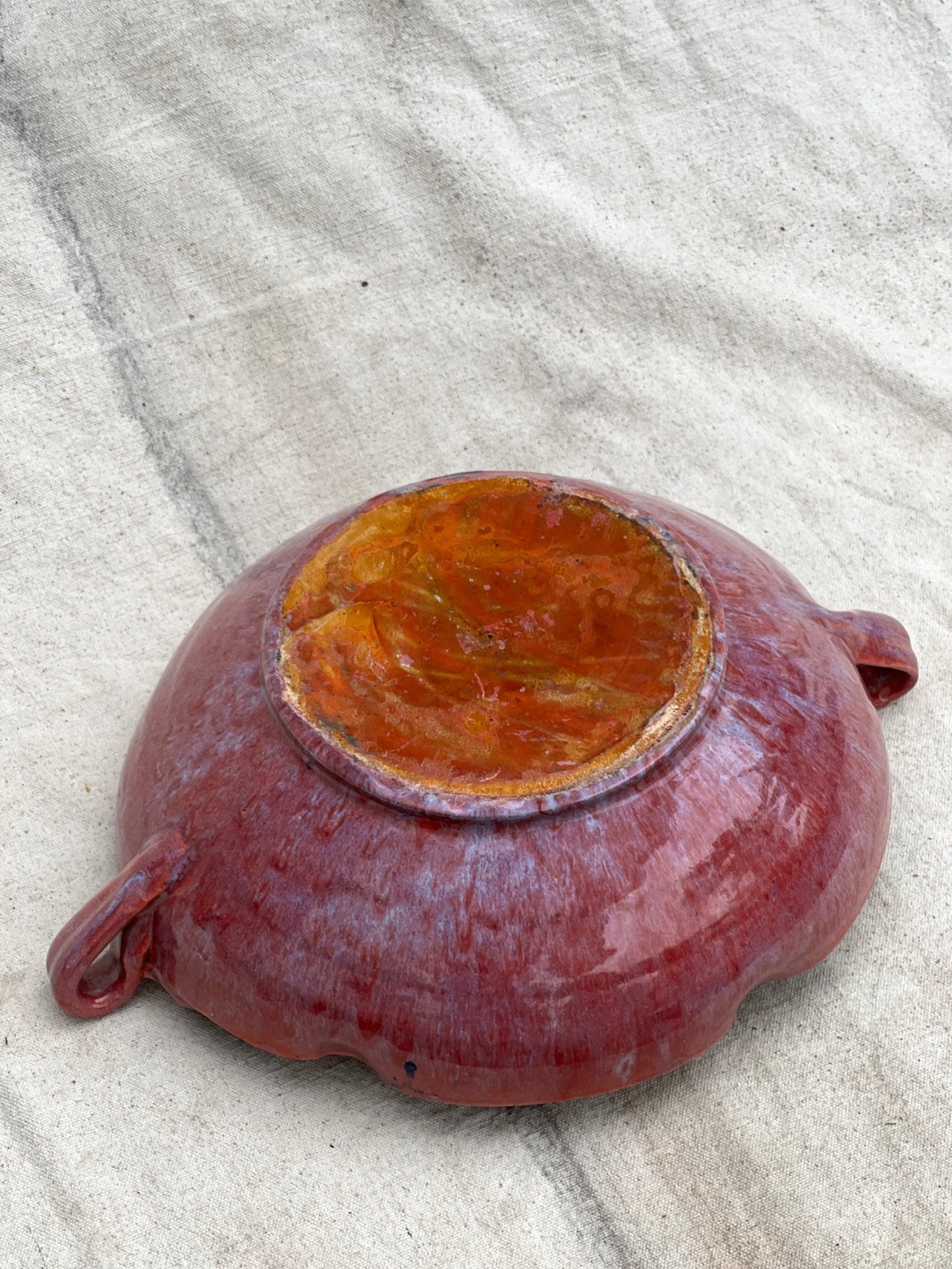Handmade Magenta Ceramic Bowl with Handles