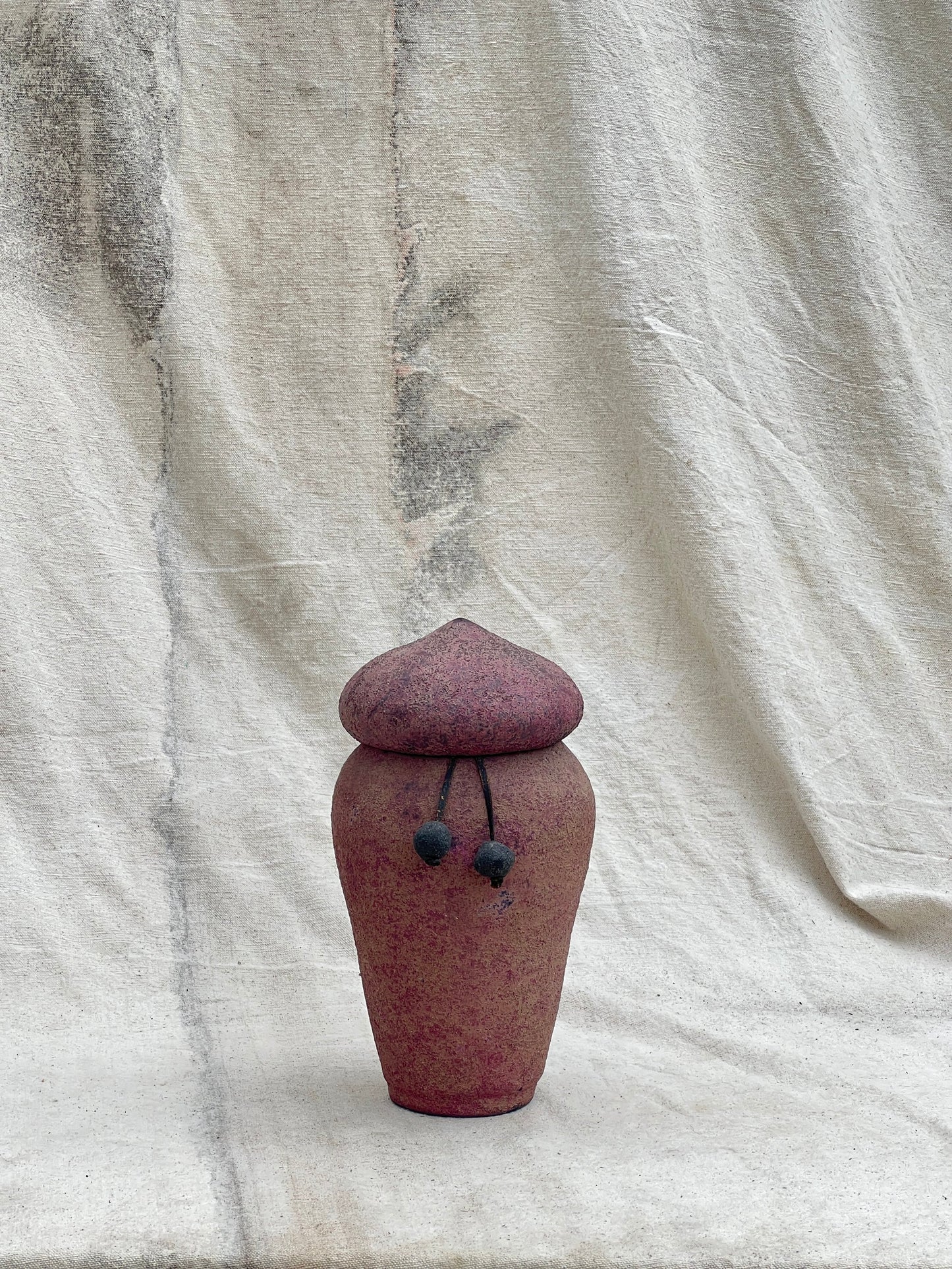 Handmade Textured Urn with Beaded Accent
