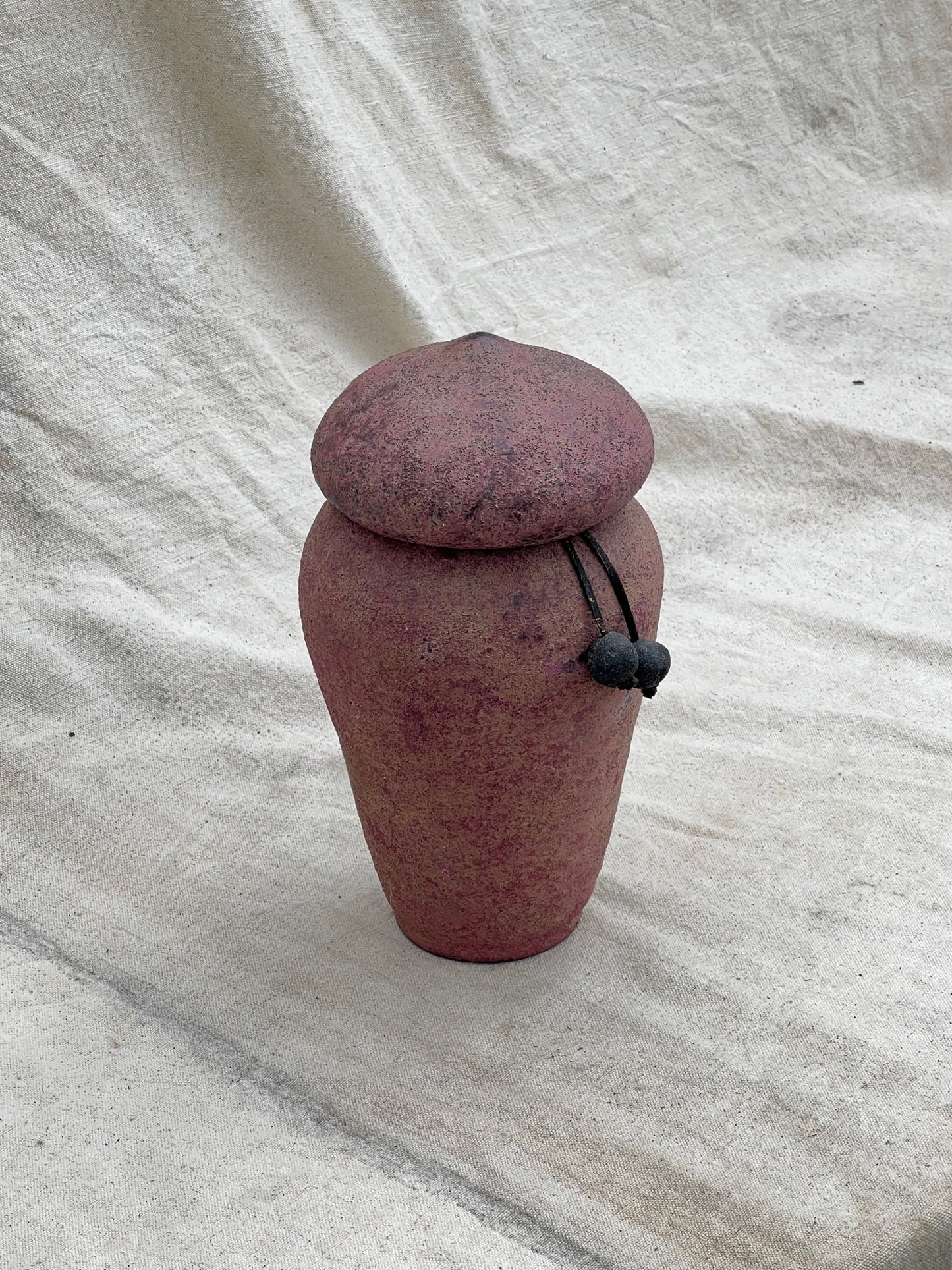 Handmade Textured Urn with Beaded Accent