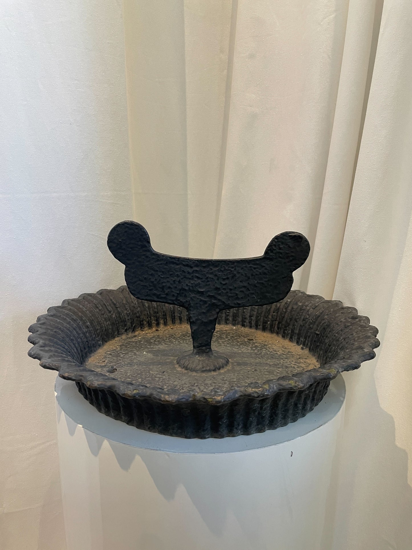Antique Victorian Cast Iron Boot Scraper with Scalloped Tray