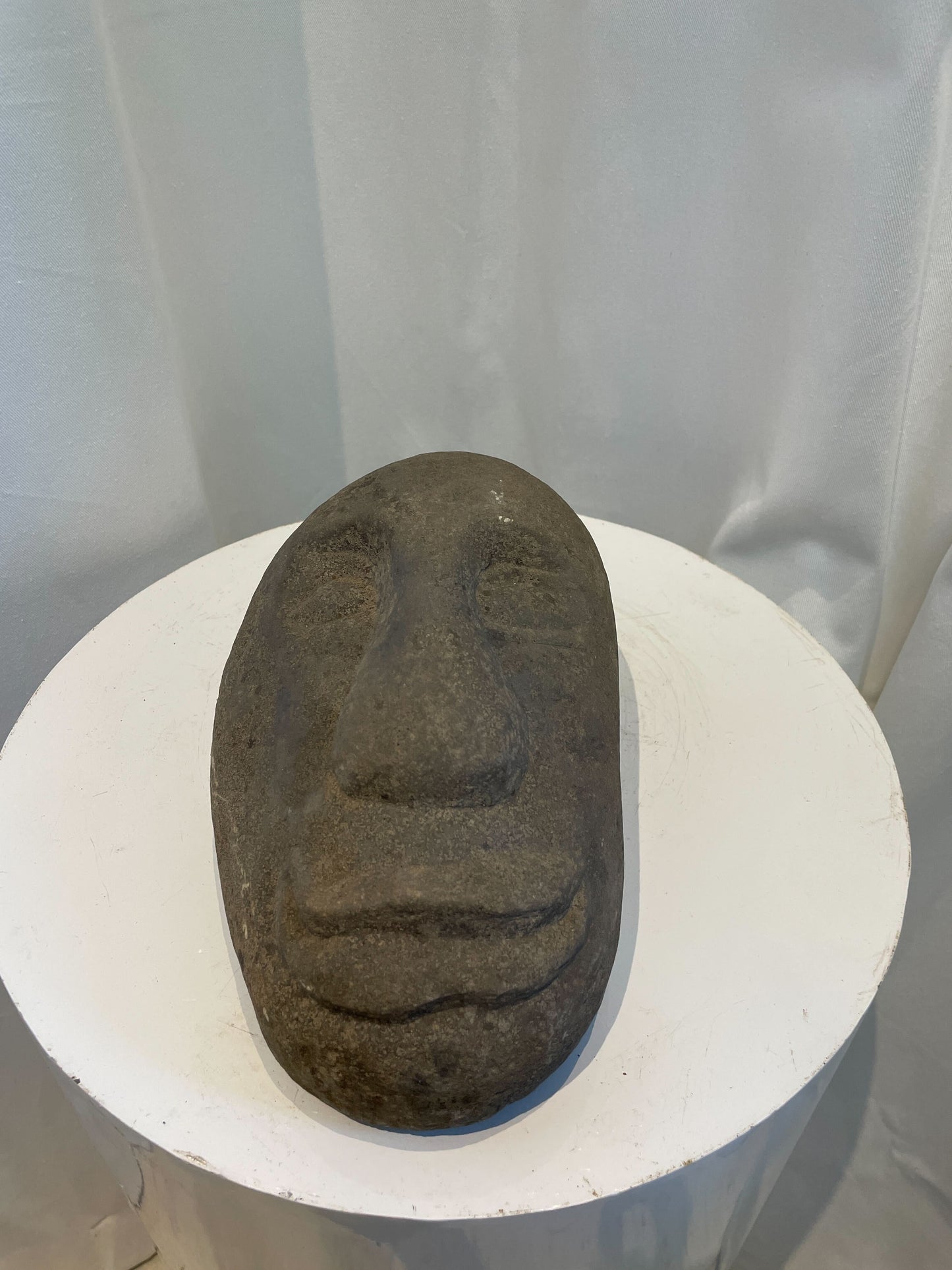 Pair of Hand-Carved Stone Tribal Face Sculptures – Primitive Art