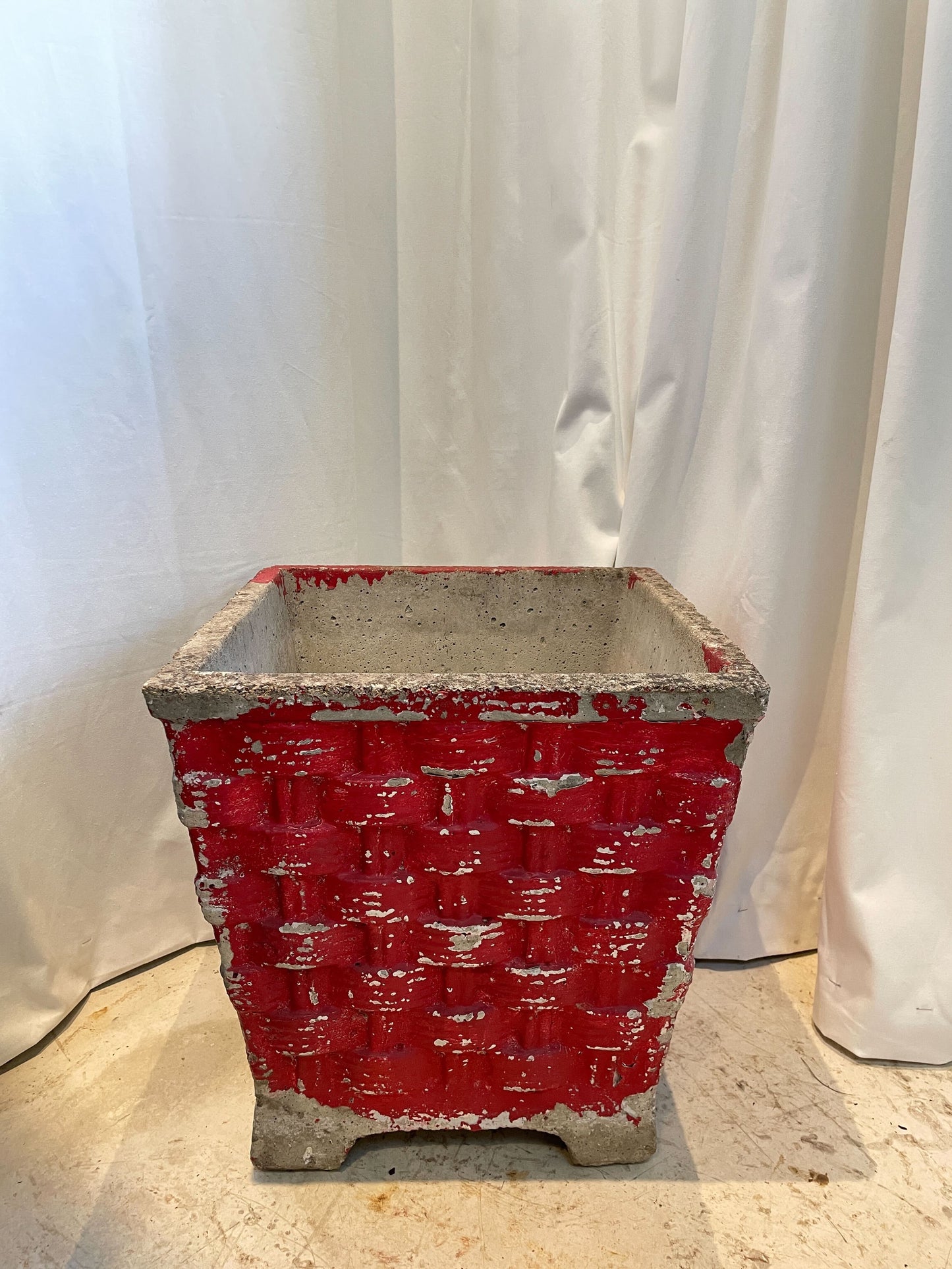 Willy Guhl Woven Planter – Vintage Concrete Outdoor Planter
