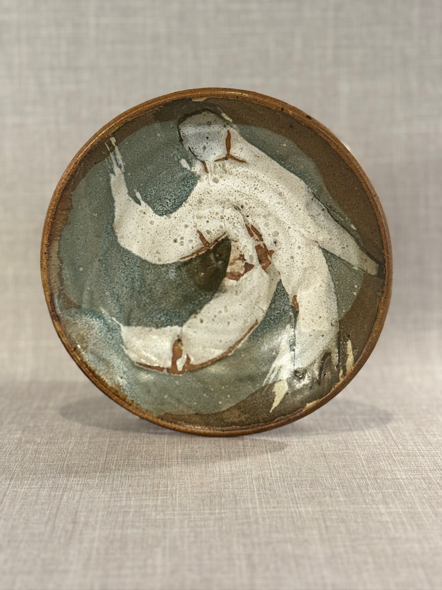 Abstract Brushstroke Studio Pottery Bowl – Hand-Thrown Glazed Stoneware, Wabi-Sabi Aesthetic