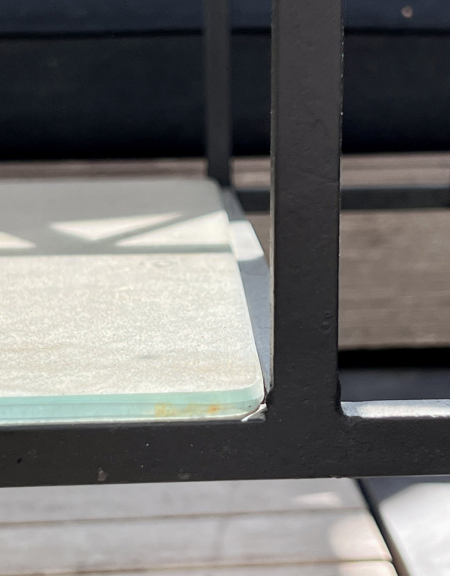 Mid-Century Wrought Iron Outdoor Coffee Table with Glass